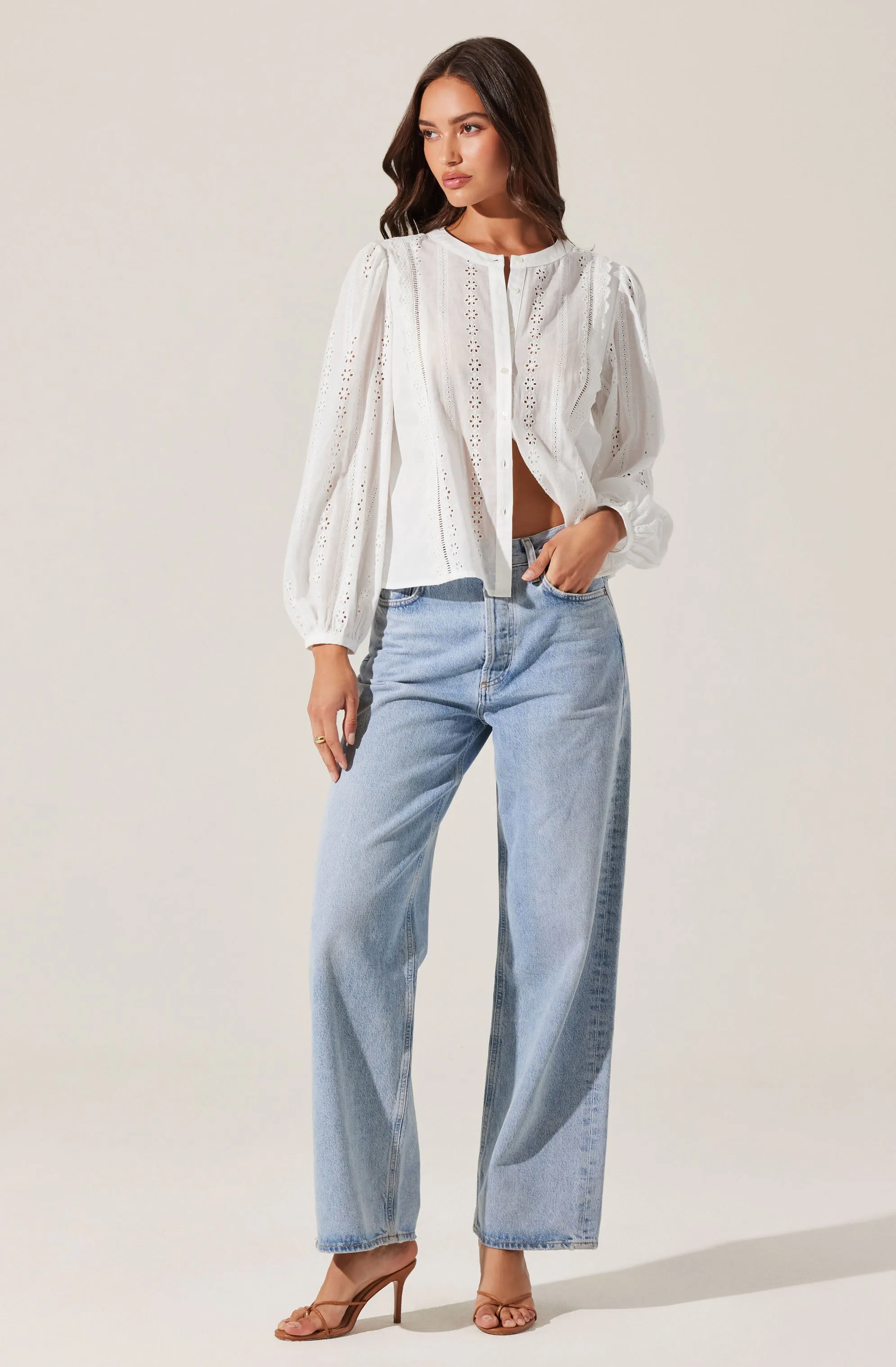 Aneska Broderie Button Up Top sold by Astr product image thumbnail 3