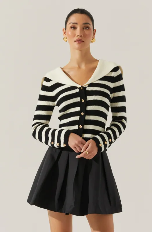 Analissa Stripe Sailor Collar Cardigan sold by Astr