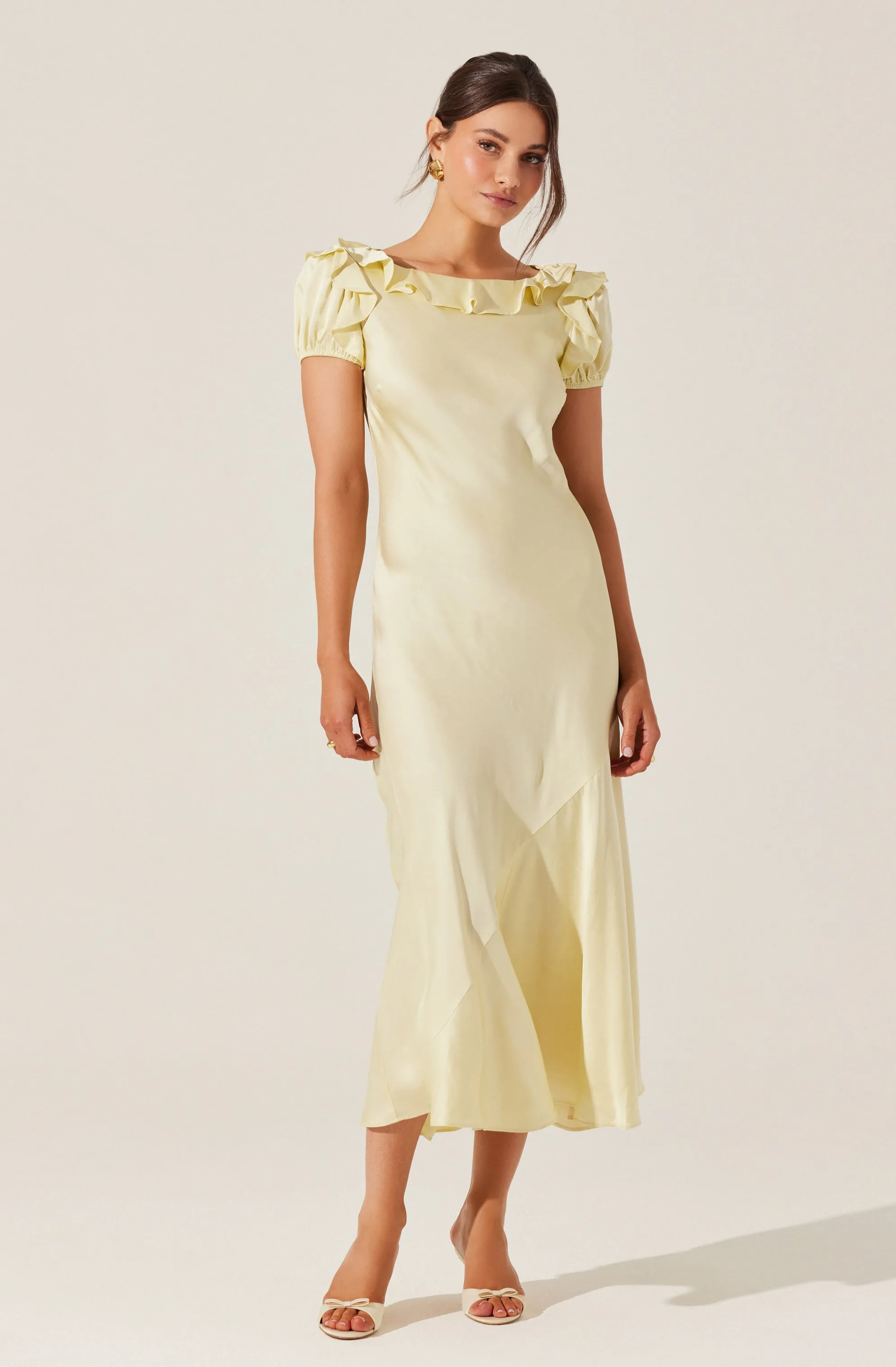 Auden Satin Ruffle Midi dress sold by Astr product image thumbnail 3
