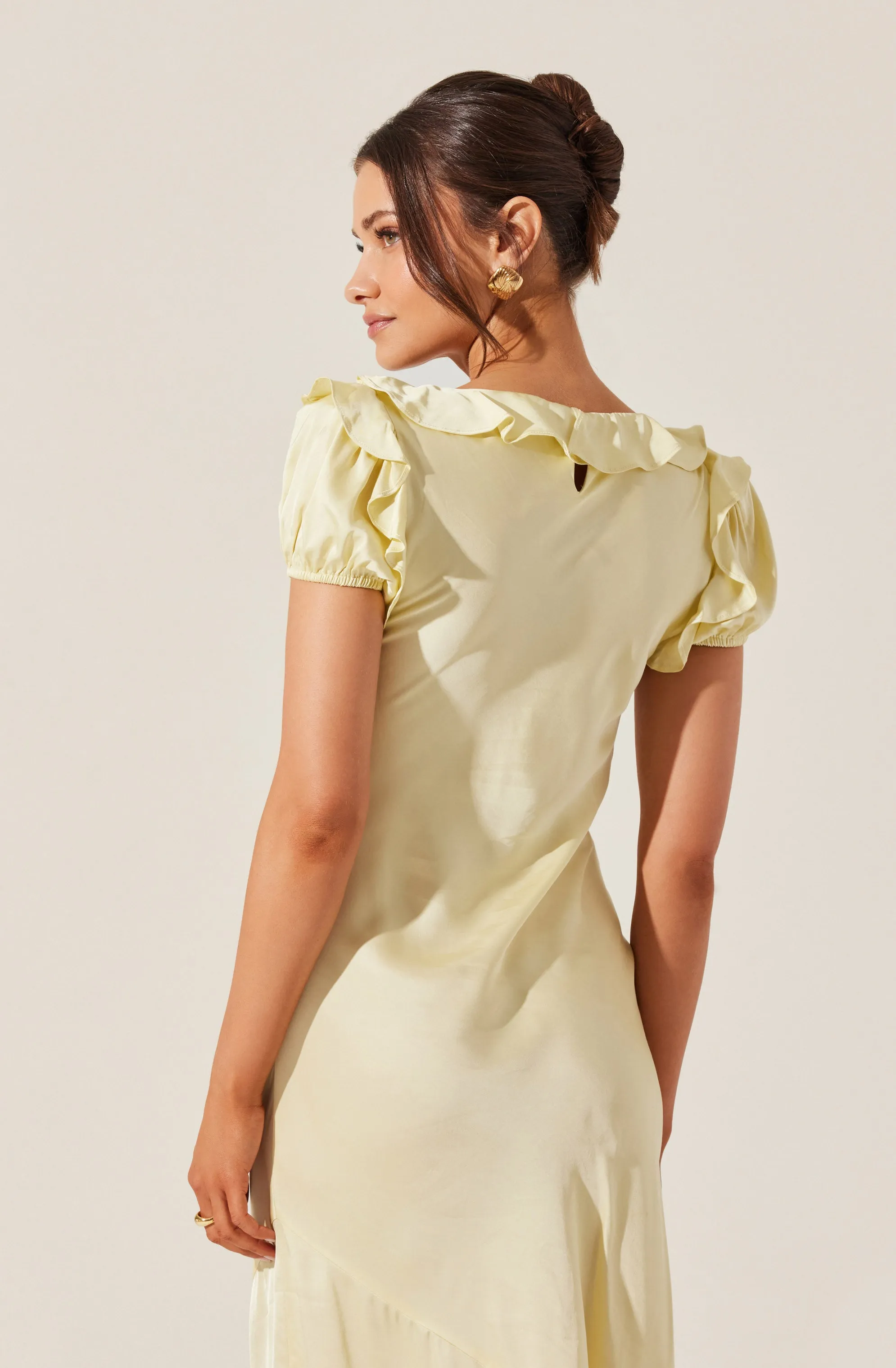 Auden Satin Ruffle Midi dress sold by Astr product image thumbnail 4