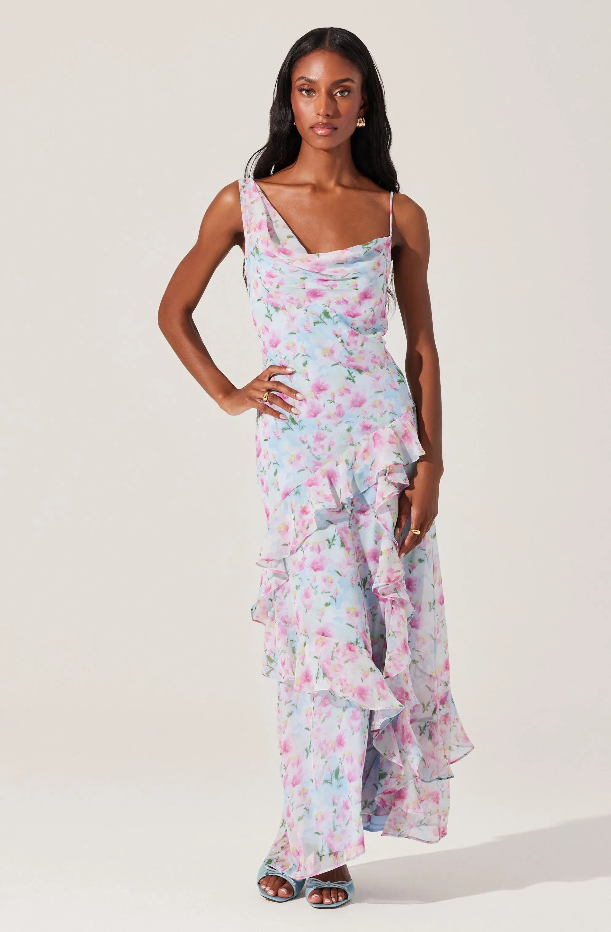 Levina Asymmetric Floral Ruffle Maxi Dress sold by Astr product image thumbnail 3