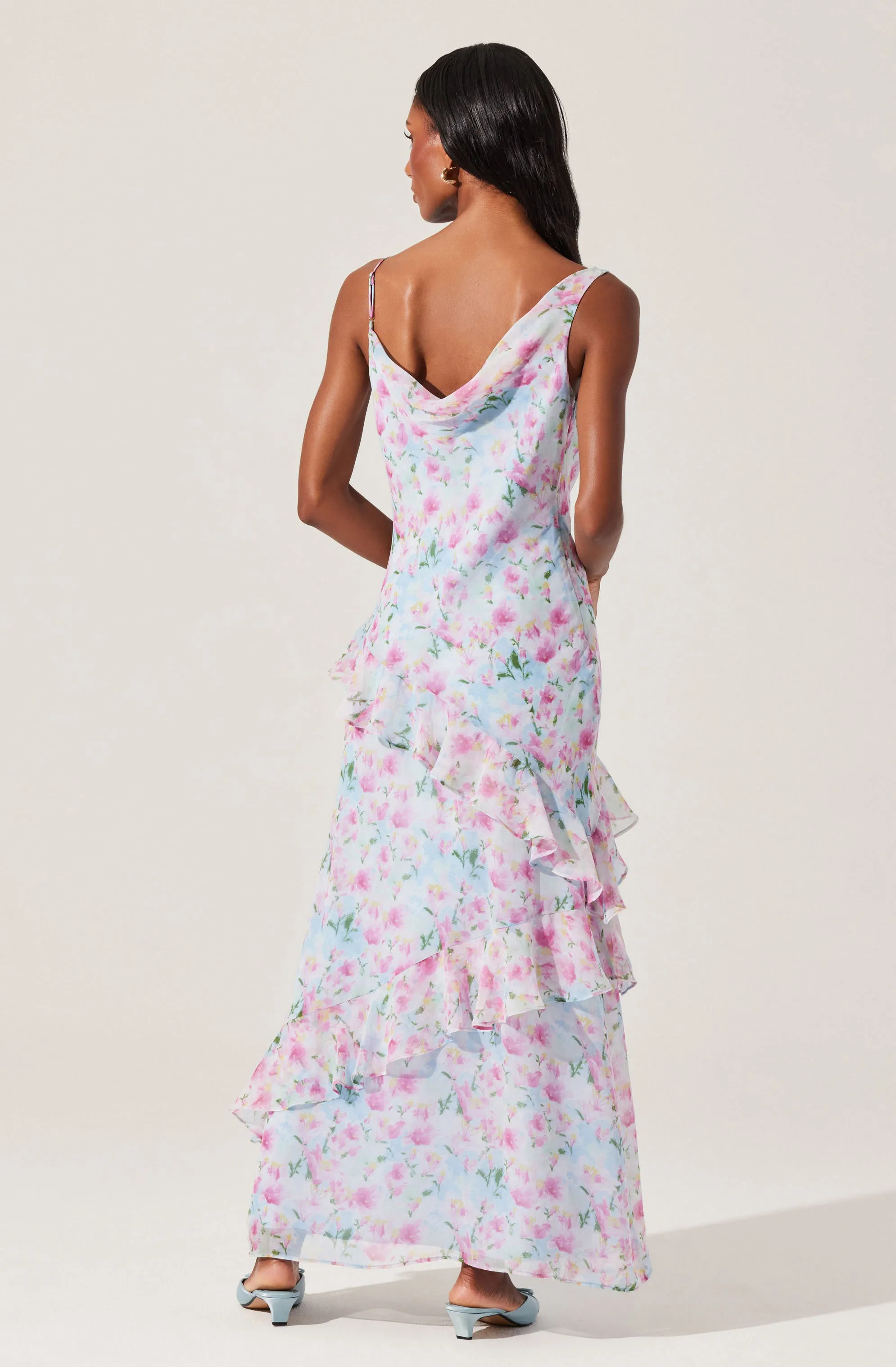 Levina Asymmetric Floral Ruffle Maxi Dress sold by Astr product image thumbnail 4