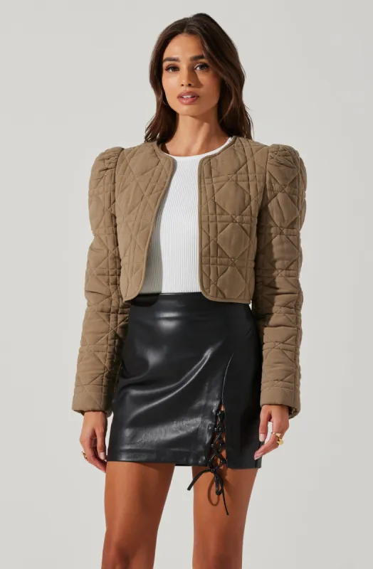 Lucia Quilted Cropped Puff Sleeve Jacket sold by Astr