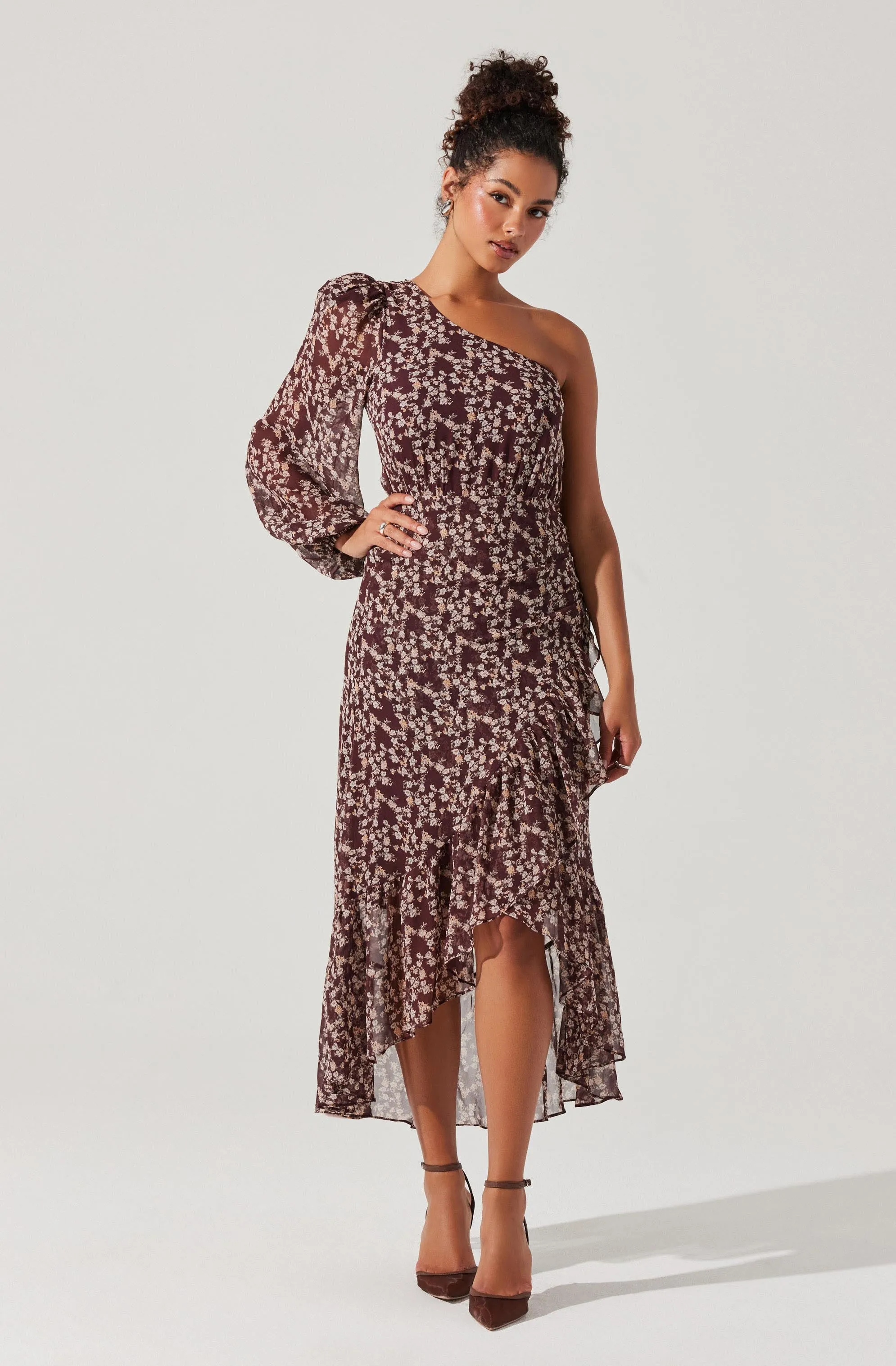 Calista Floral One Shoulder Dress sold by Astr product image thumbnail 3