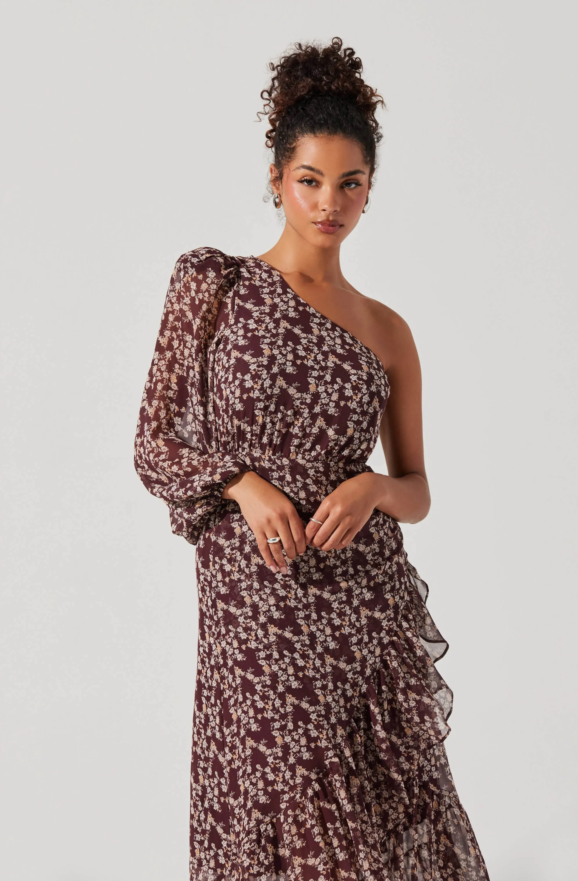 Calista Floral One Shoulder Dress sold by Astr product image thumbnail 5