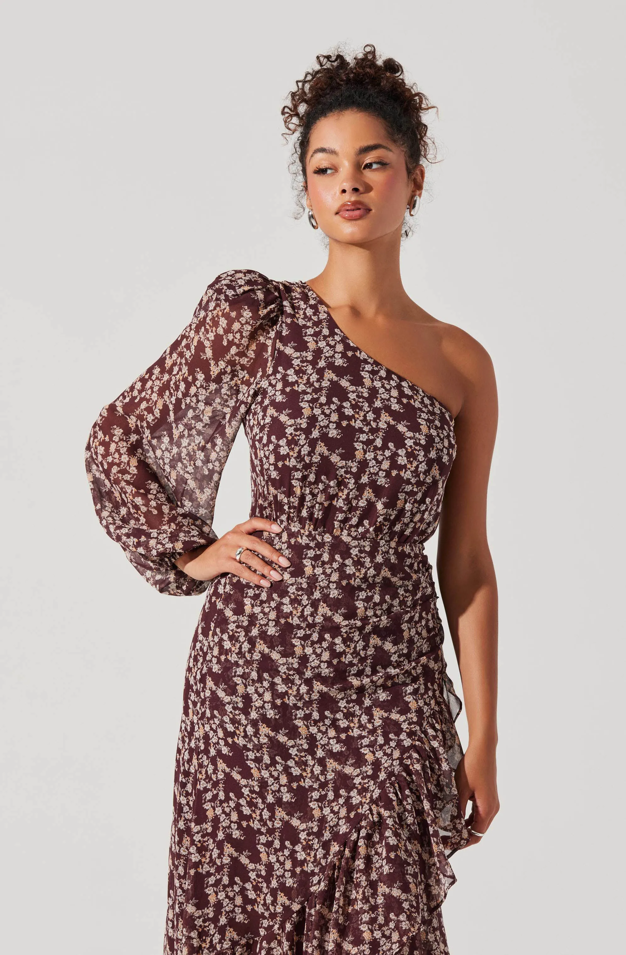 Calista Floral One Shoulder Dress sold by Astr product image thumbnail 2