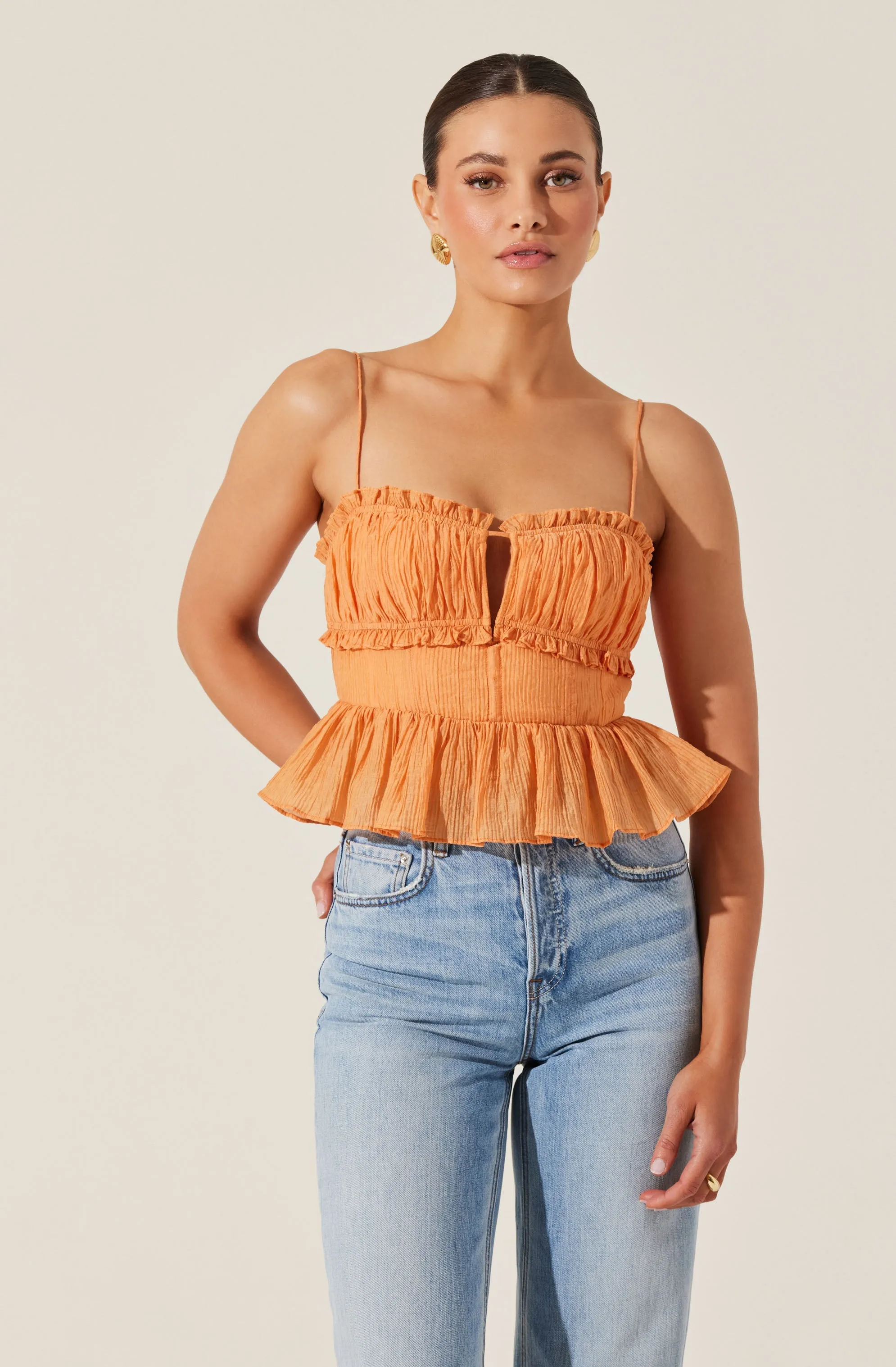 Sylvan Shirred Peplum Top sold by Astr