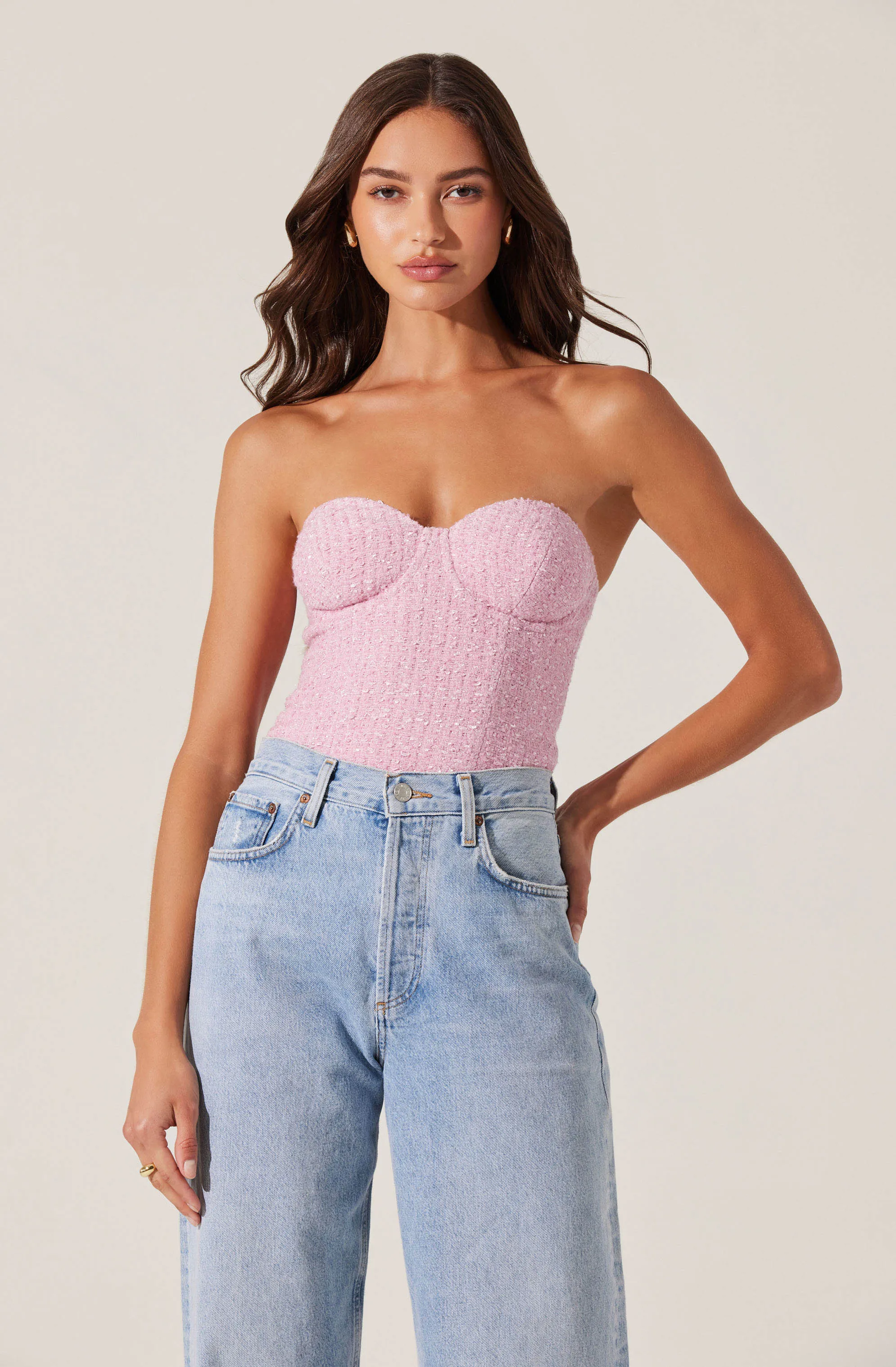 Indie Strapless Tweed Bustier Top sold by Astr product image thumbnail 3