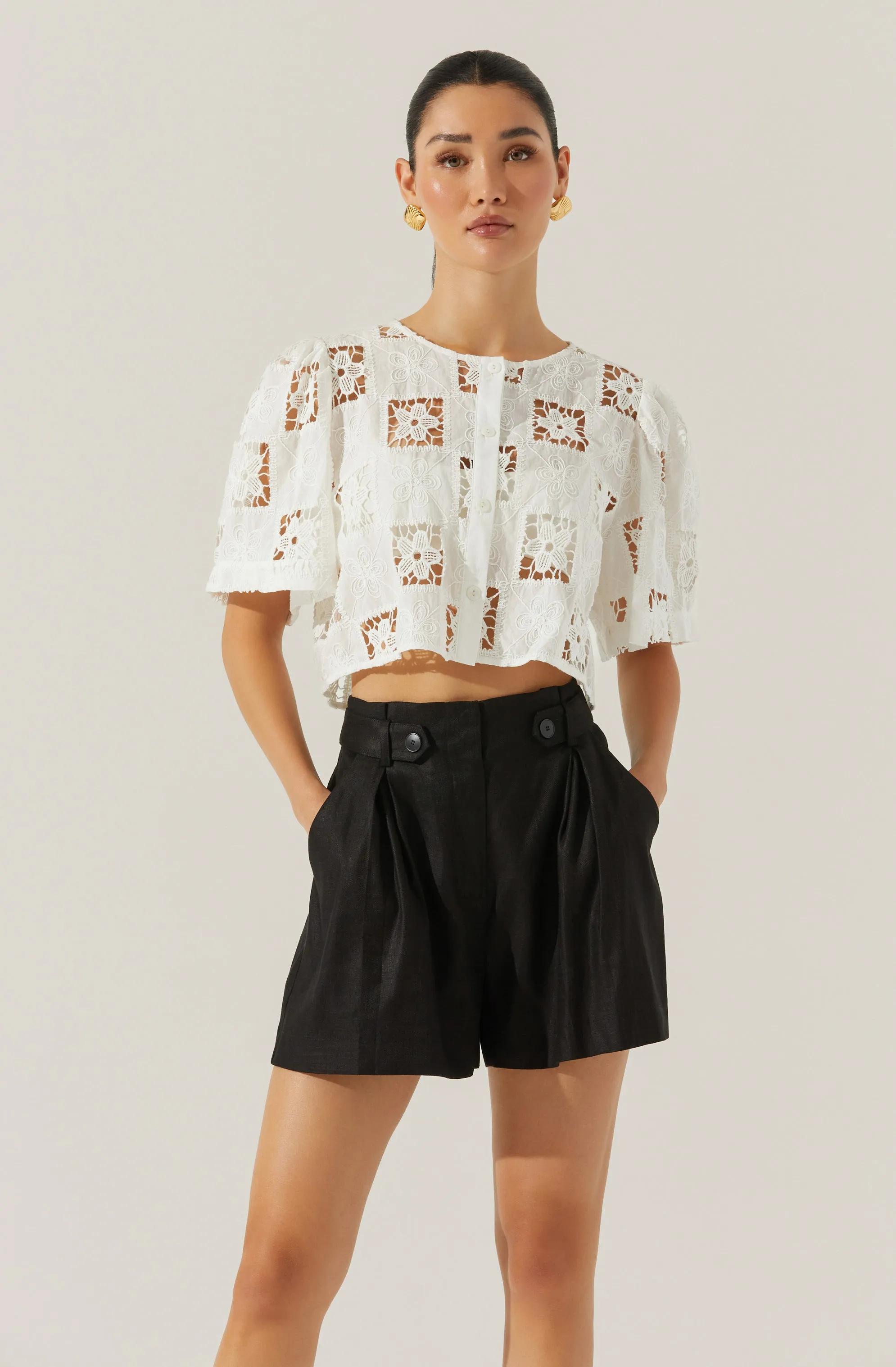 Ollie Pleated Linen Blend Shorts sold by Astr