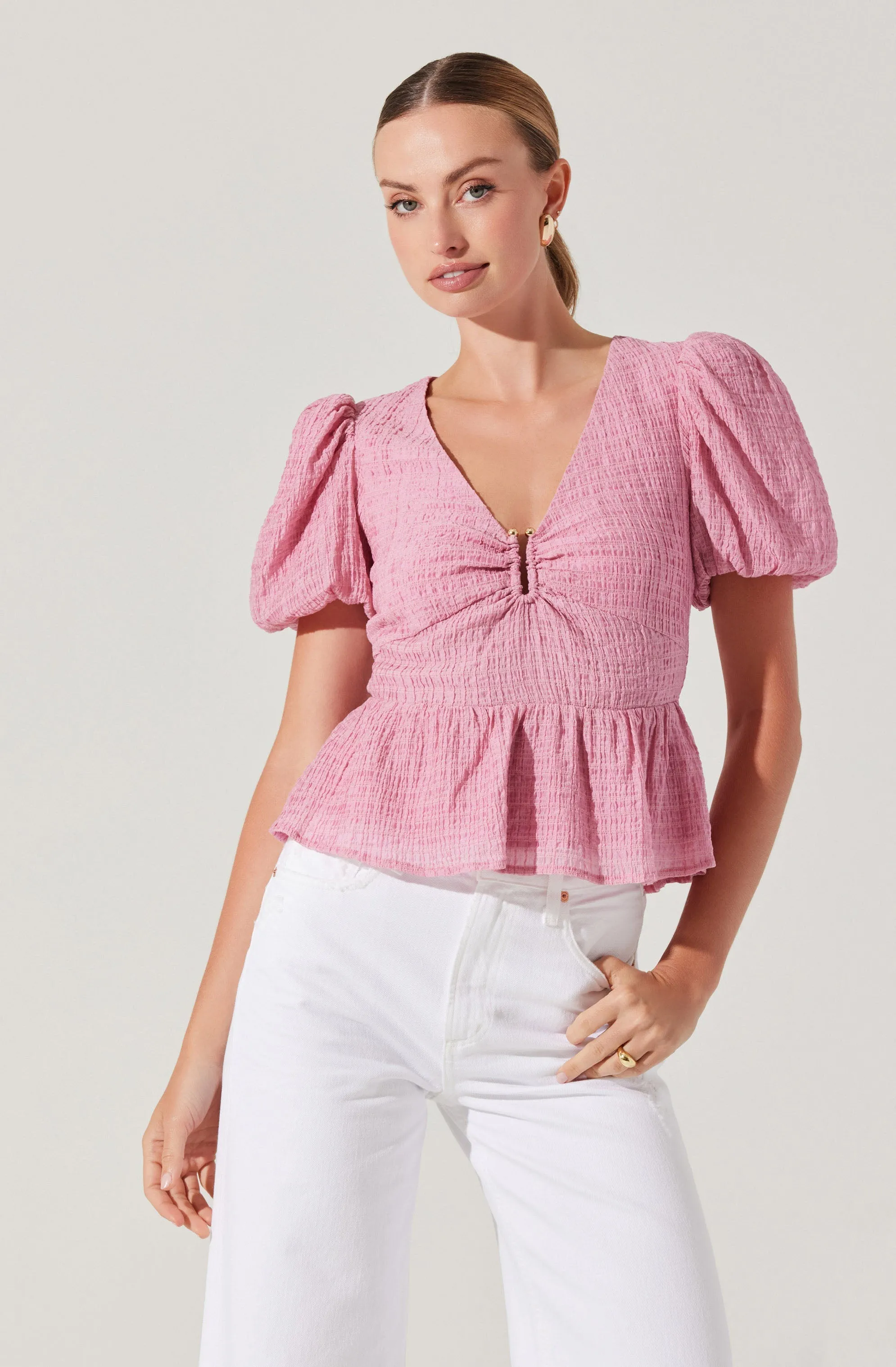 Mylah Puff Sleeve Peplum Top sold by Astr product image thumbnail 4