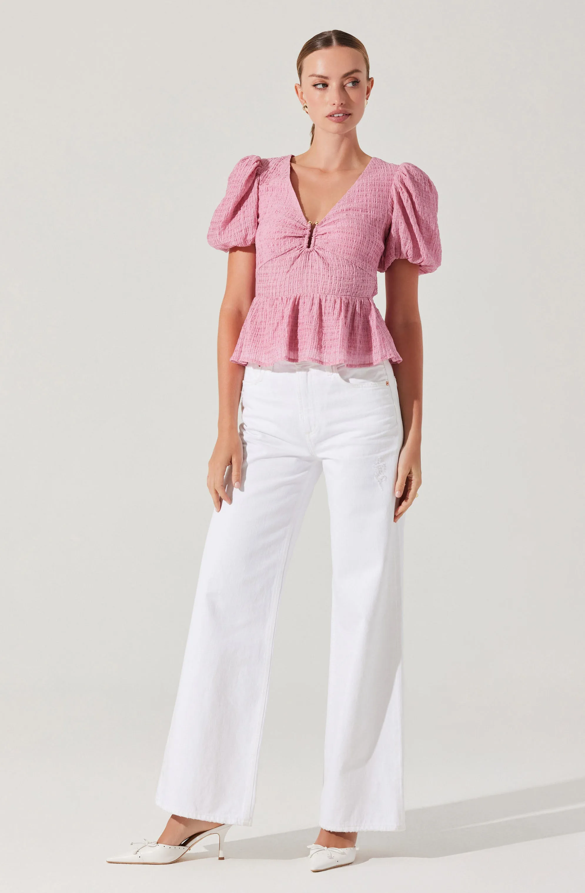 Mylah Puff Sleeve Peplum Top sold by Astr product image thumbnail 3