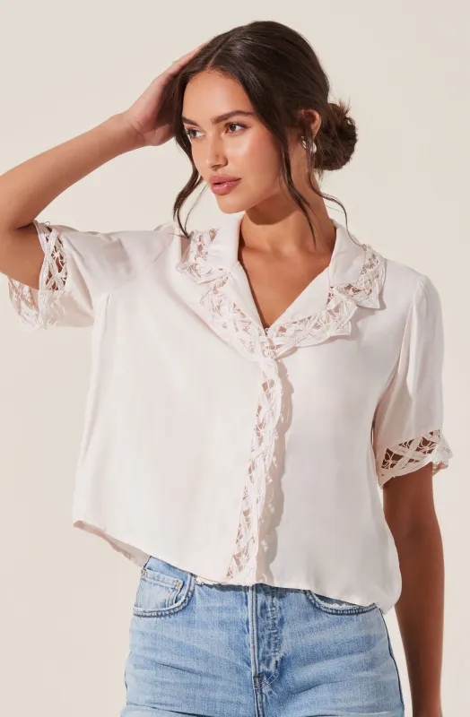 Elinda Lace Trim Top sold by Astr