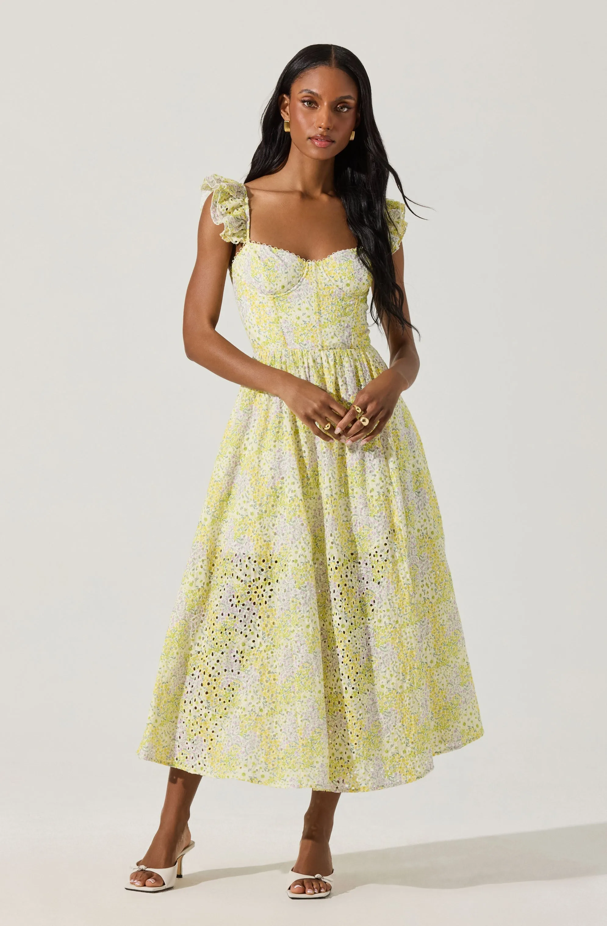 Wedelia Eyelet Bustier Floral Midi Dress sold by Astr product image thumbnail 2