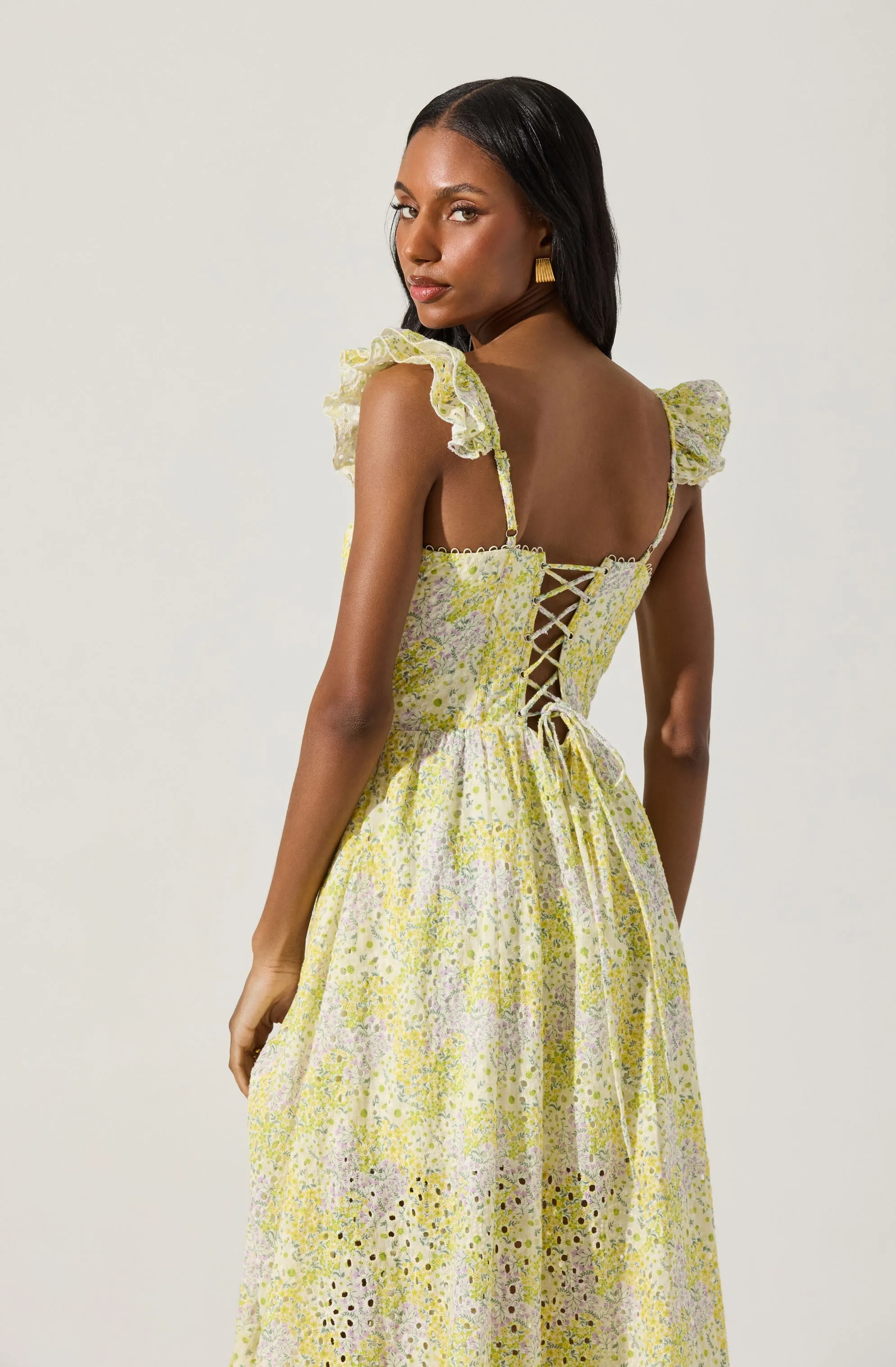 Wedelia Eyelet Bustier Floral Midi Dress sold by Astr product image thumbnail 4