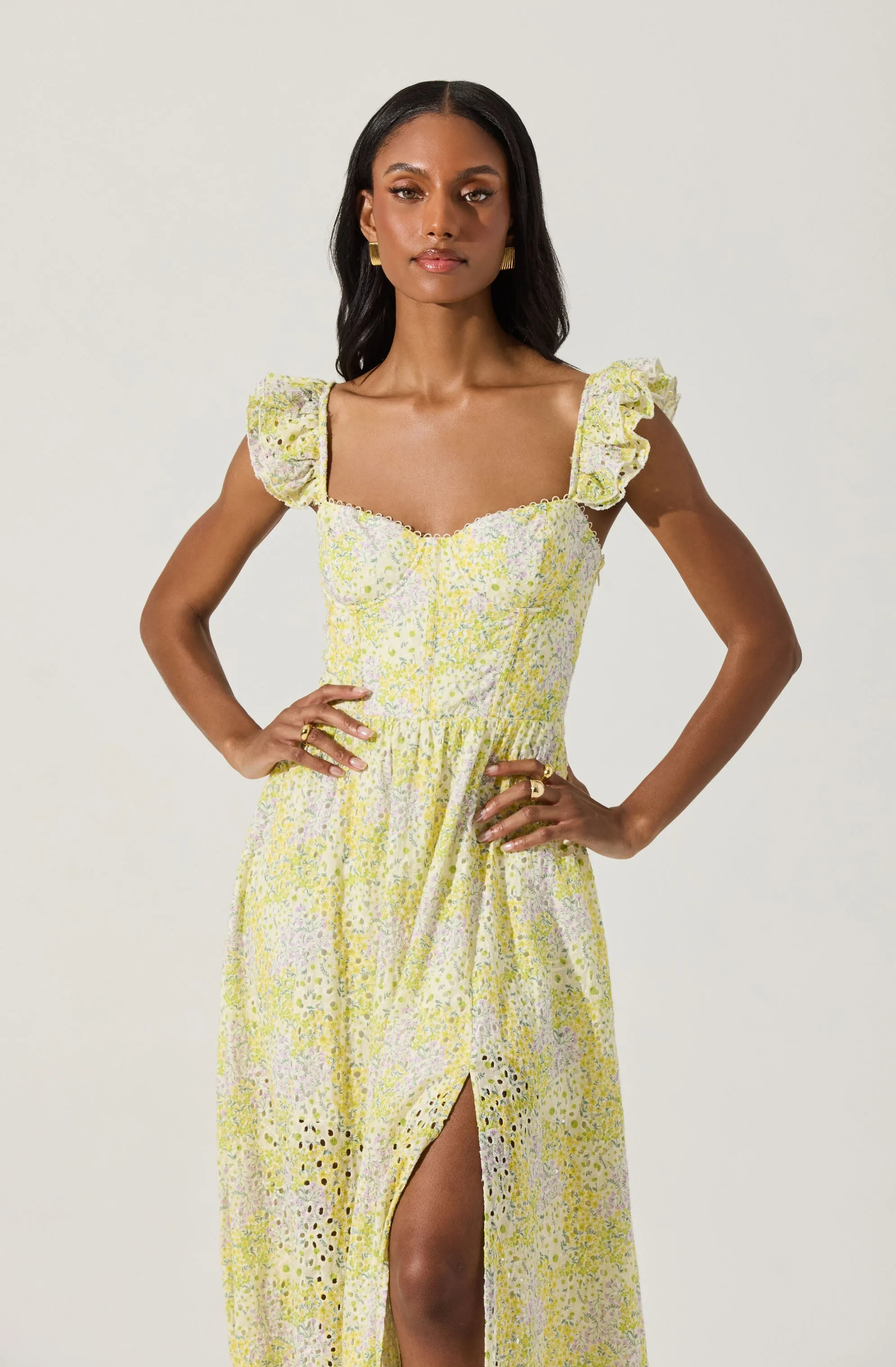 Wedelia Eyelet Bustier Floral Midi Dress sold by Astr product image thumbnail 5
