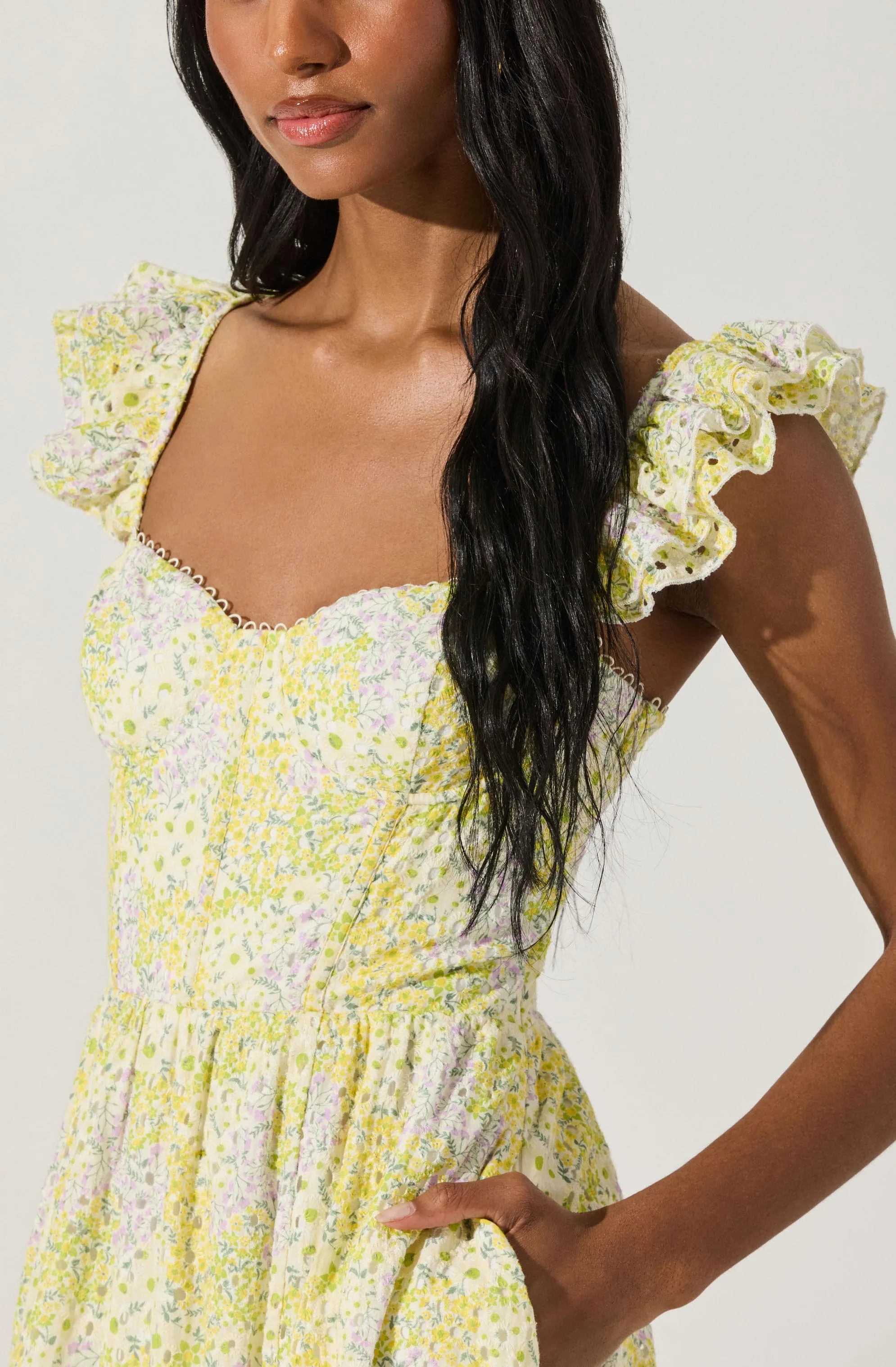 Wedelia Eyelet Bustier Floral Midi Dress sold by Astr product image thumbnail 3
