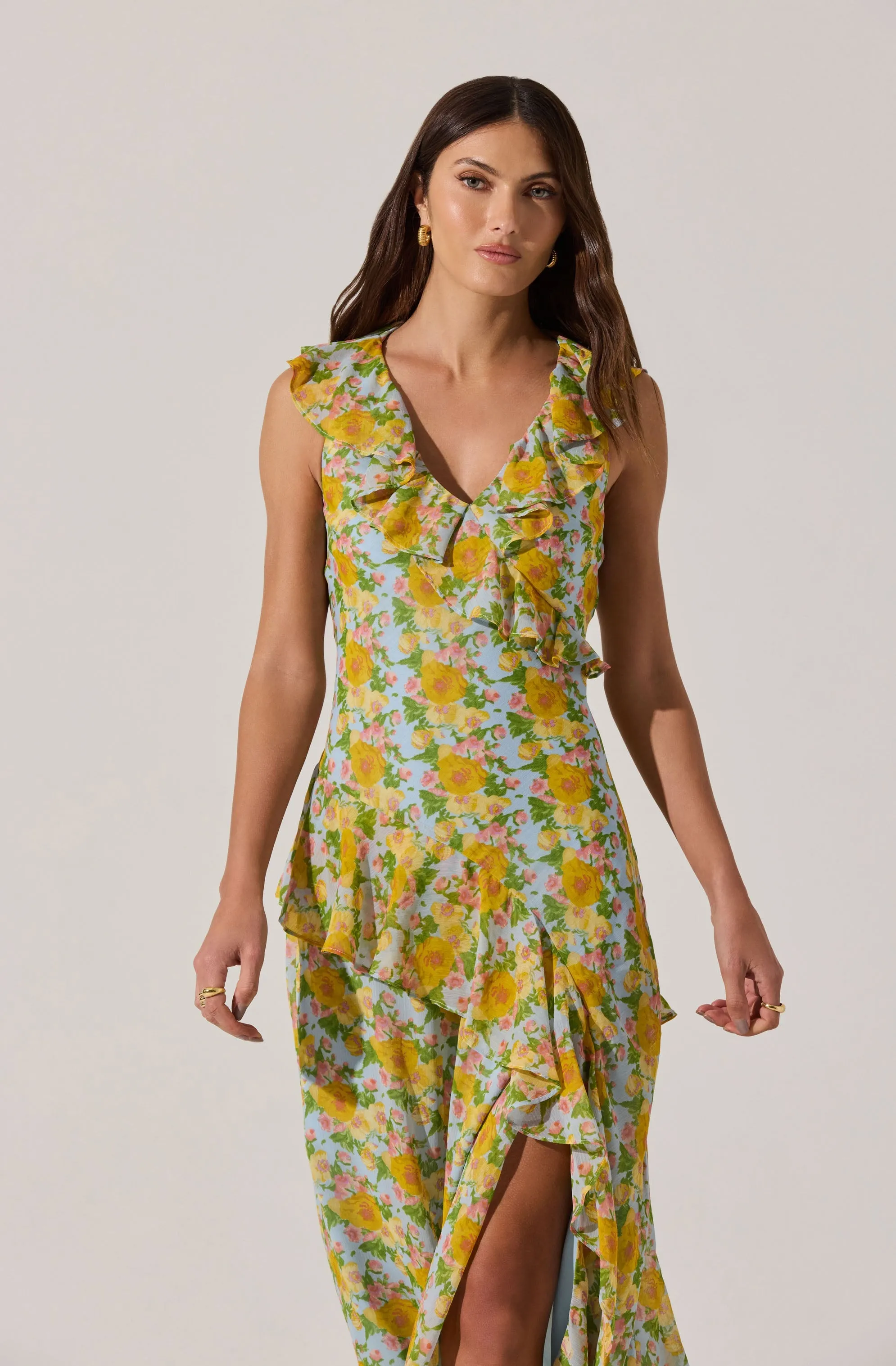 V-neck Floral Ruffle Midi Dress sold by Astr product image thumbnail 2