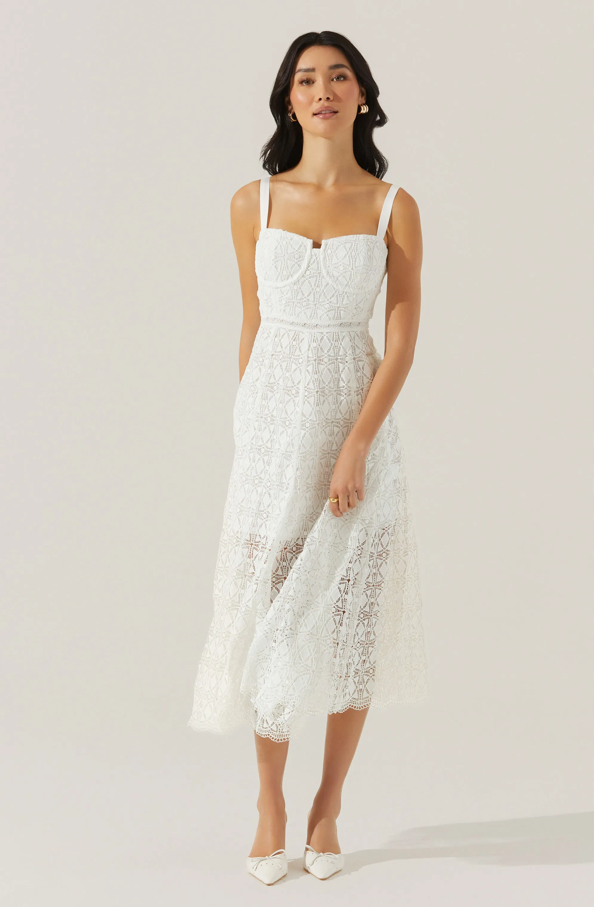 Tenna Floral Lace Bustier Midi Dress sold by Astr