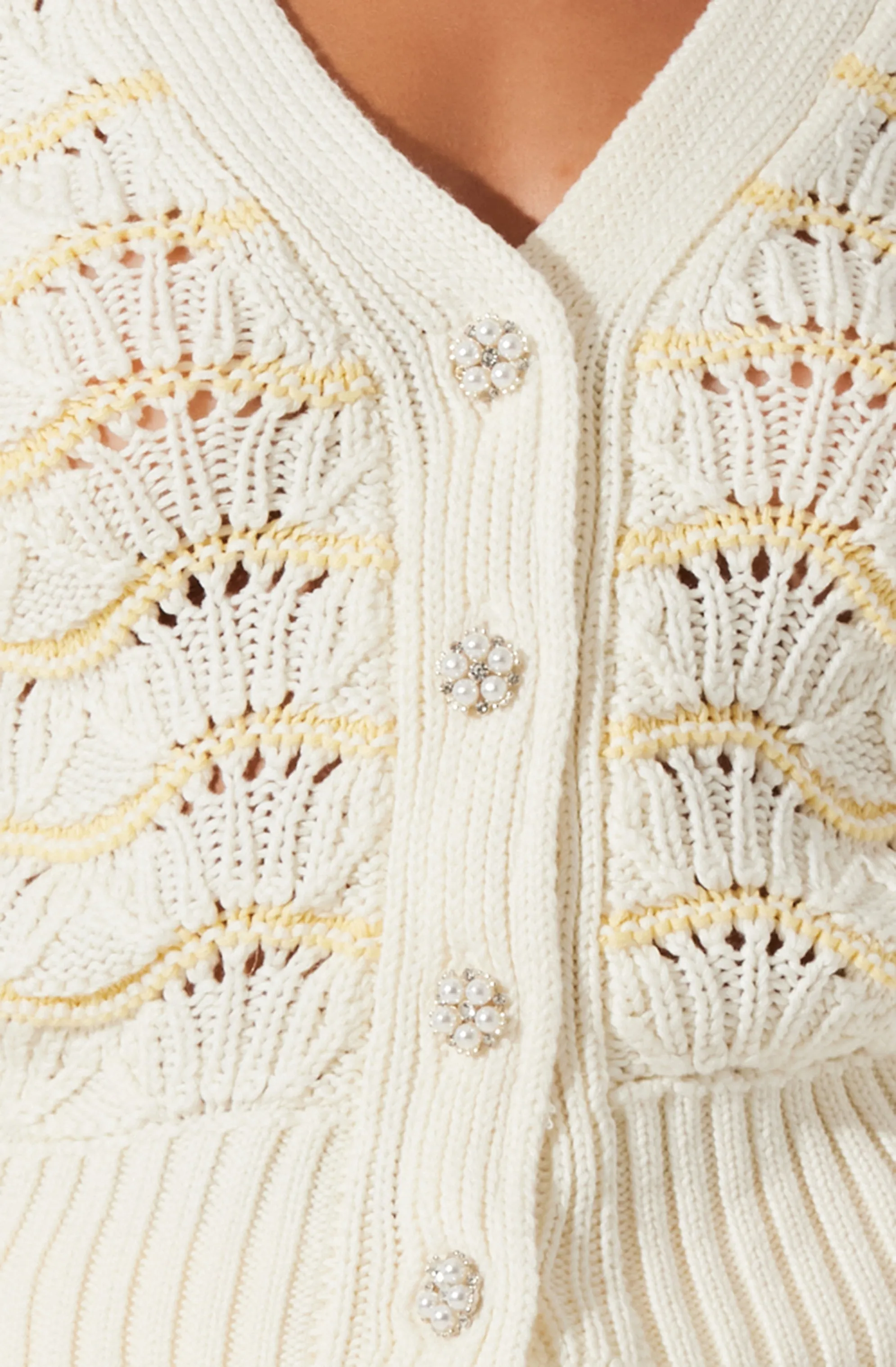 Janira Wavy Stripe Pointelle Cardigan sold by Astr product image thumbnail 4