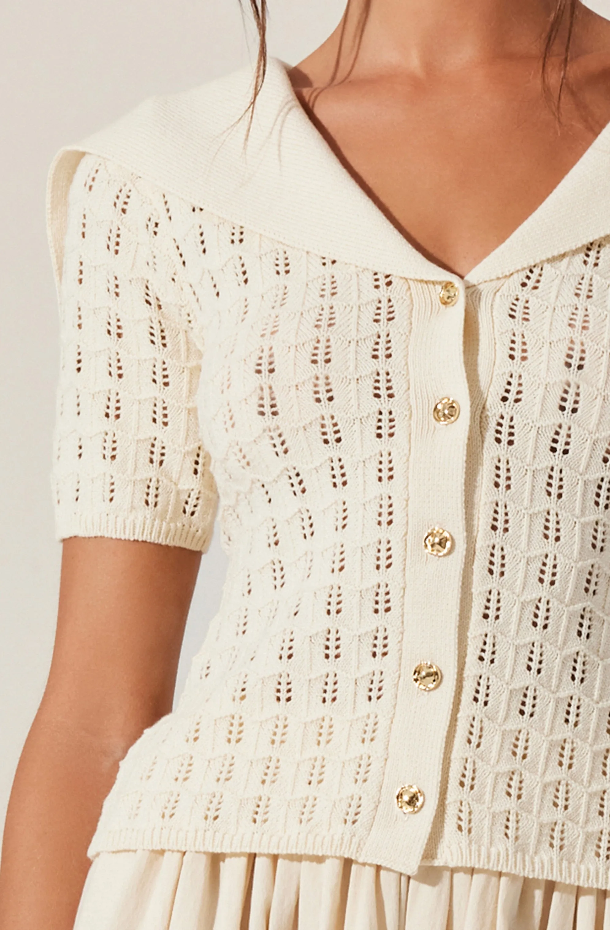 Analissa Pointelle Sailor Collar Cardigan sold by Astr product image thumbnail 4