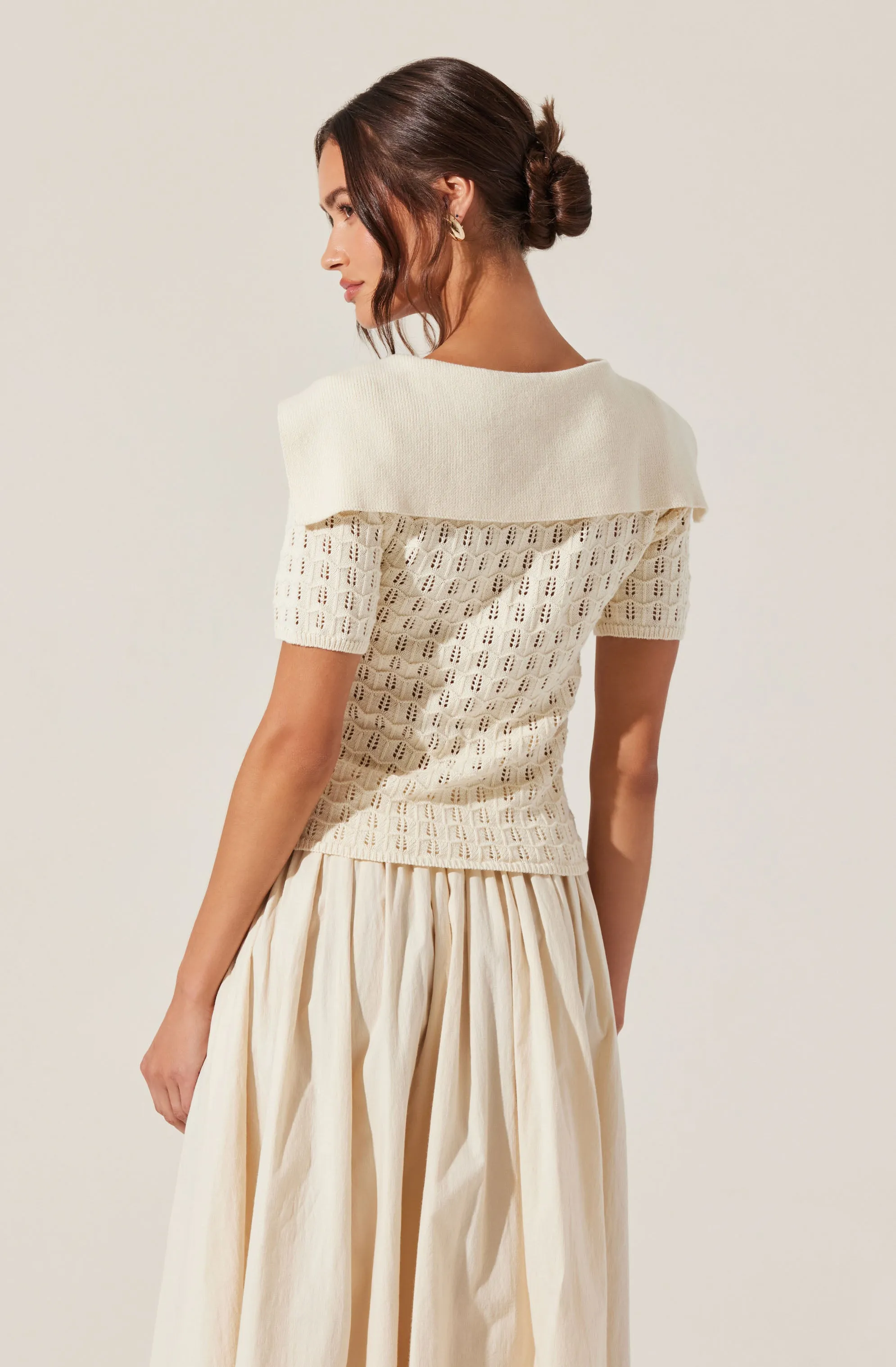 Analissa Pointelle Sailor Collar Cardigan sold by Astr product image thumbnail 2