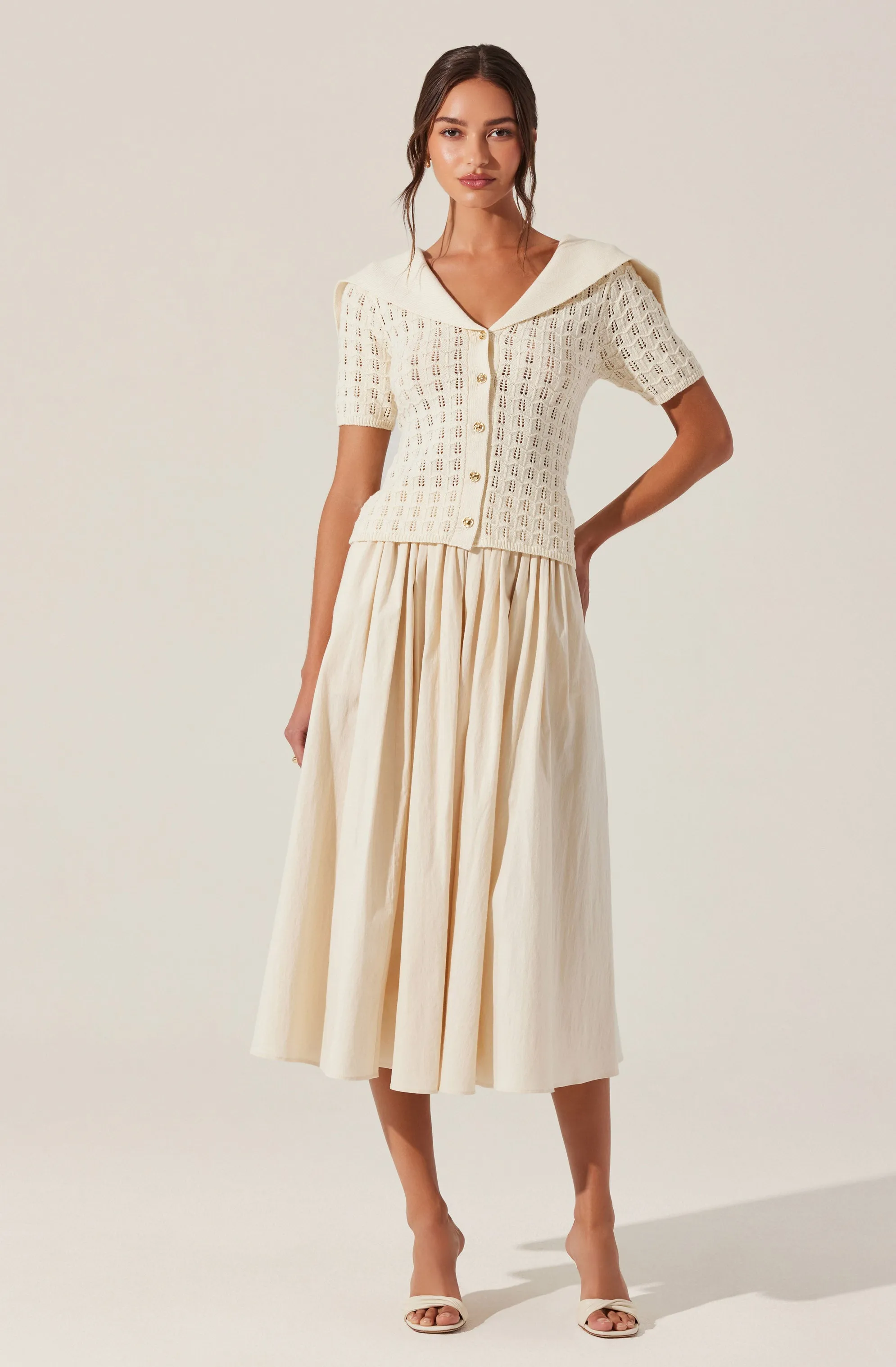 Analissa Pointelle Sailor Collar Cardigan sold by Astr product image thumbnail 3