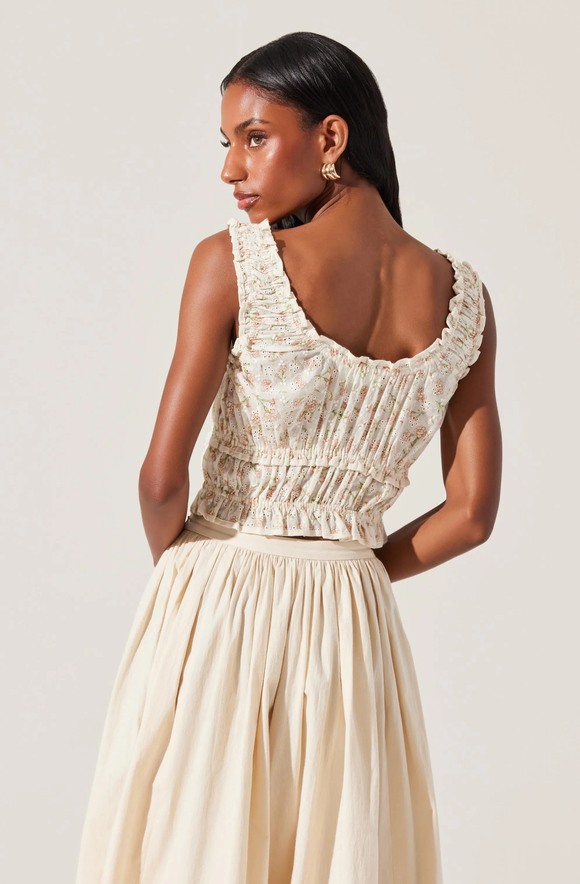 Kissel Floral Eyelet Cropped Top sold by Astr product image thumbnail 2