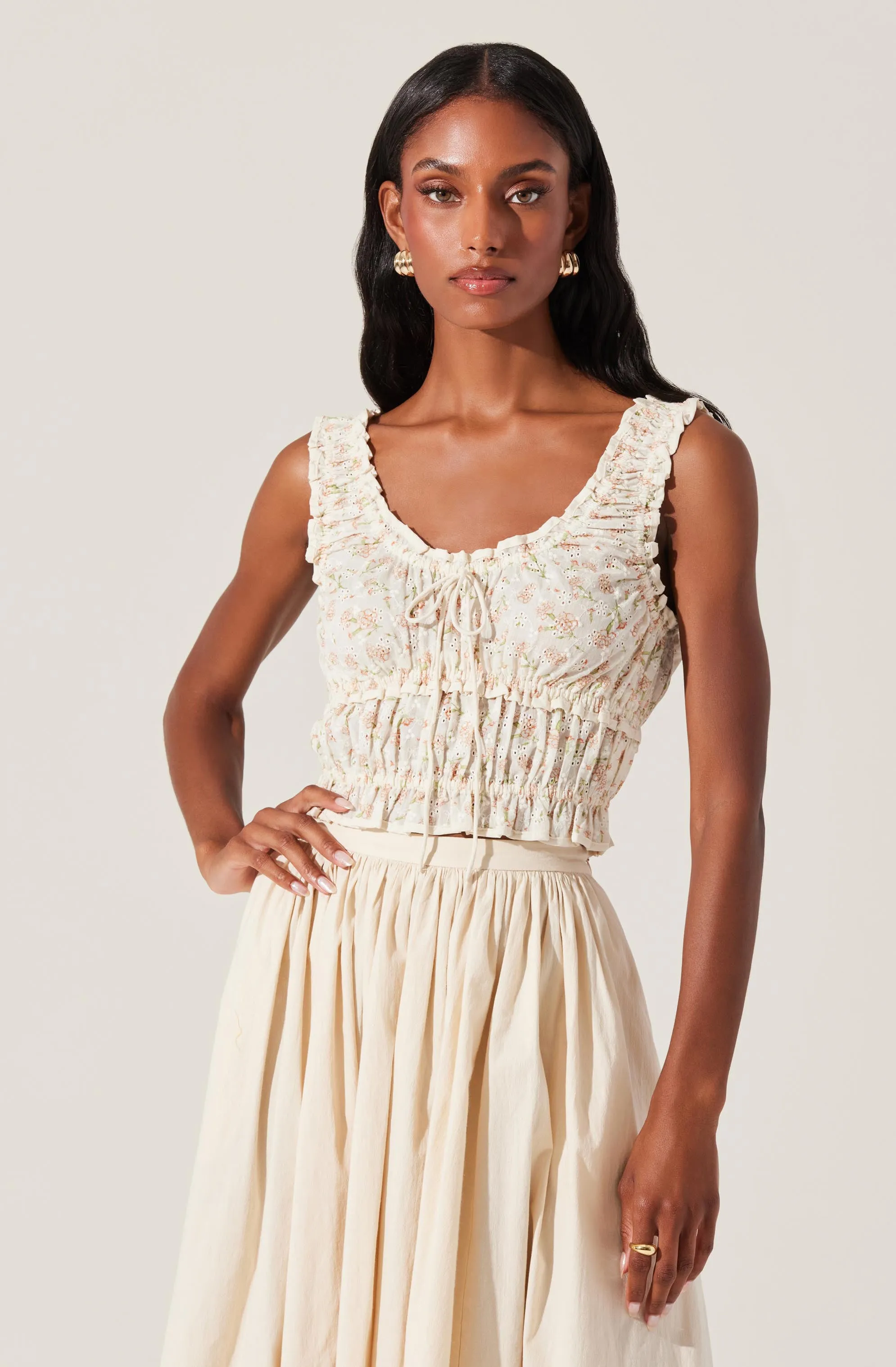 Kissel Floral Eyelet Cropped Top sold by Astr product image thumbnail 4