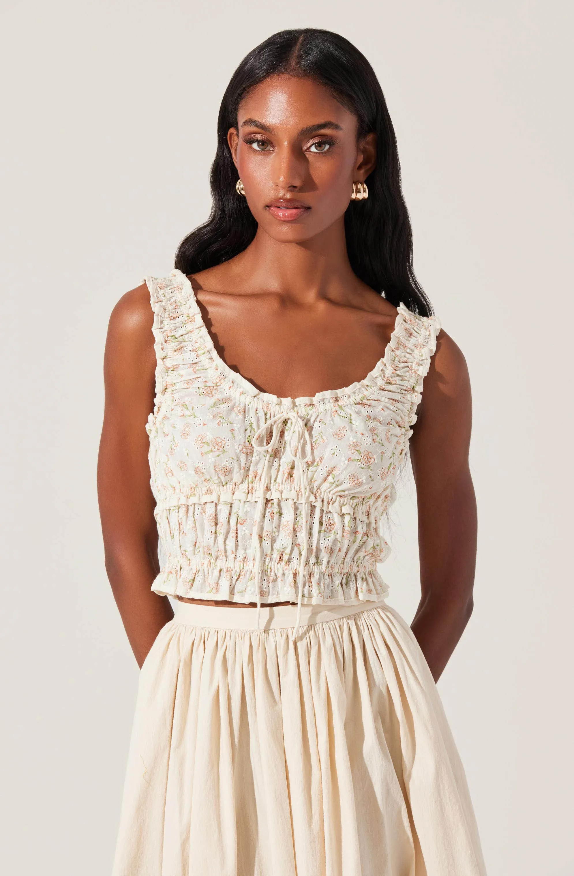 Kissel Floral Eyelet Cropped Top sold by Astr