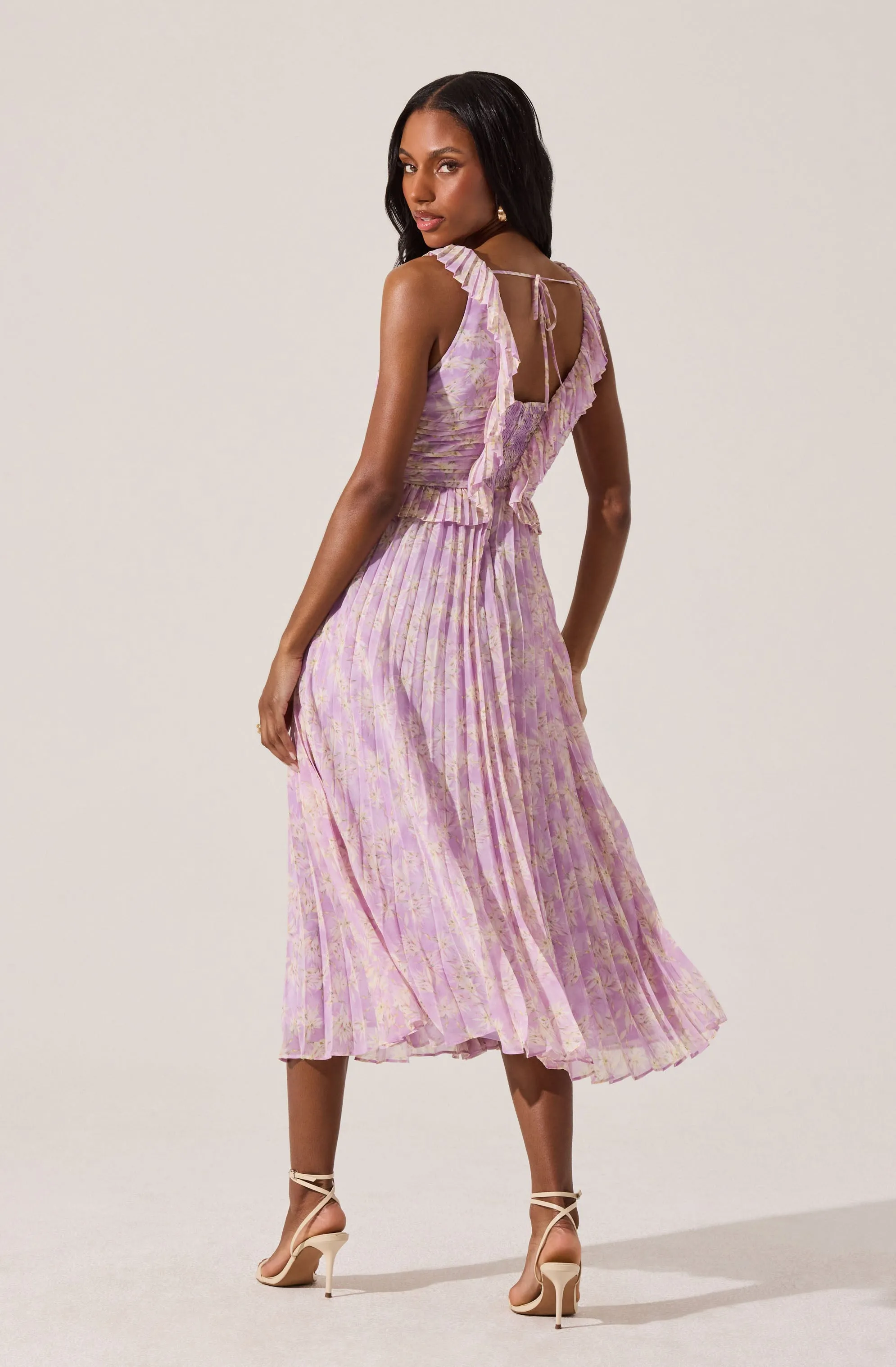 Floral Ruffle Pleated Midi Dress sold by Astr product image thumbnail 3