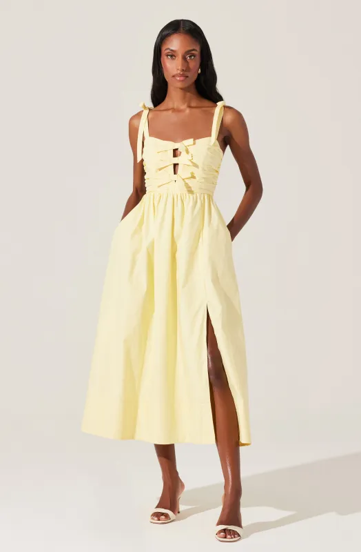 Helia Bow Front Midi Dress sold by Astr