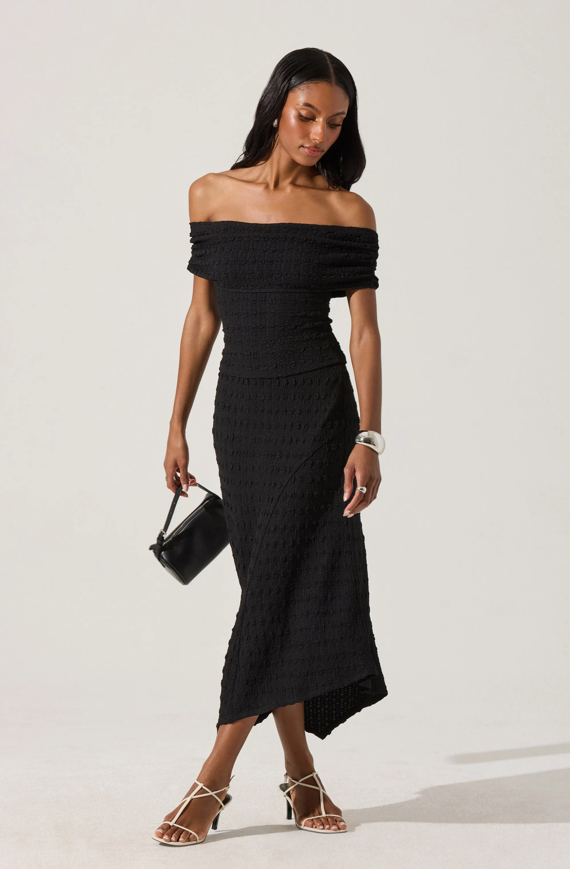 Textured Asymmetric Knit Skirt sold by Astr