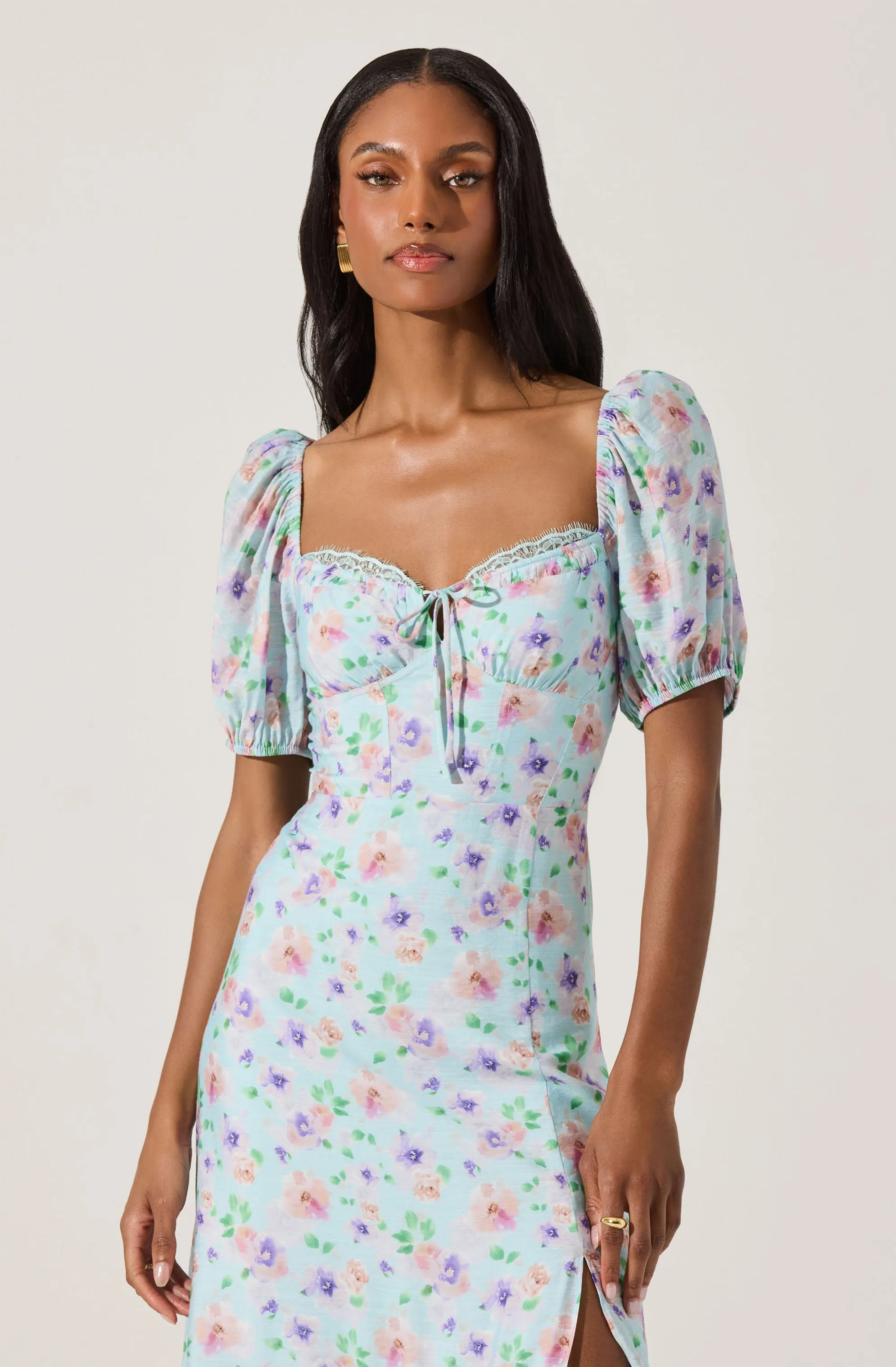 Lace Trim Bustier Floral Midi Dress sold by Astr product image thumbnail 3