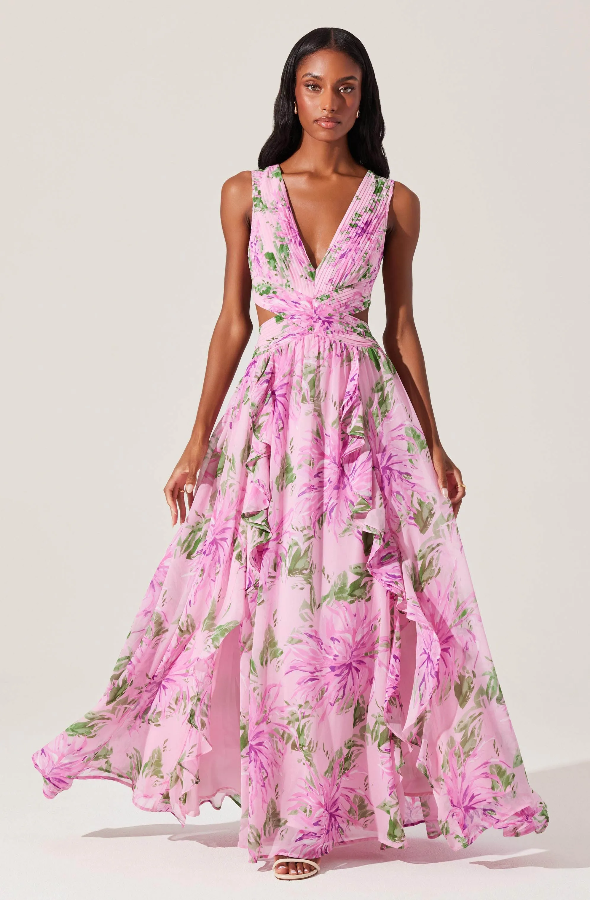 Noya Floral Cutout Maxi Dress sold by Astr