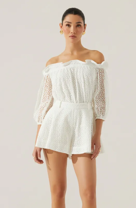 Brissa Eyelet Off Shoulder Top sold by Astr