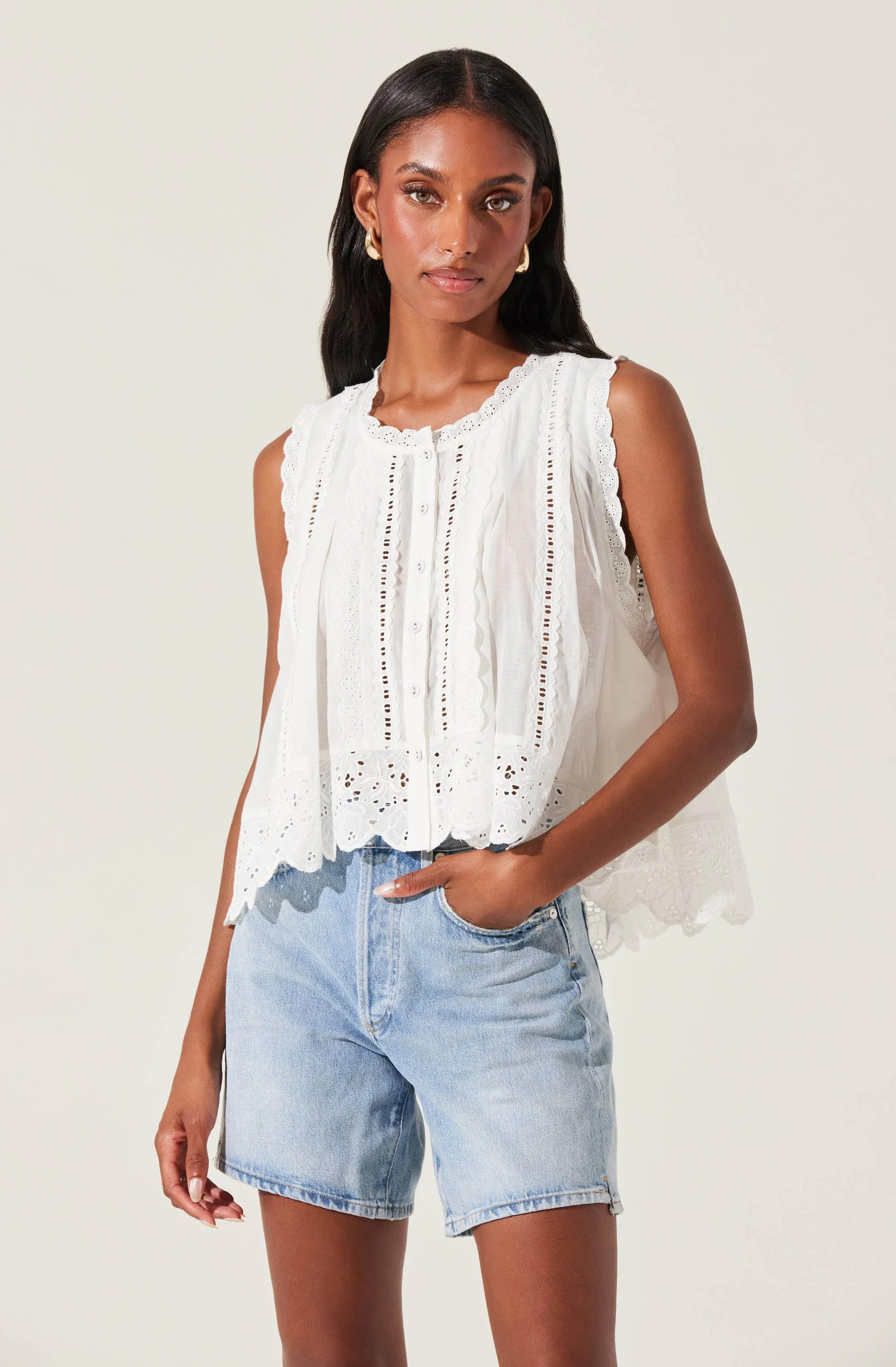 Alisa High Low Eyelet Top sold by Astr product image thumbnail 4