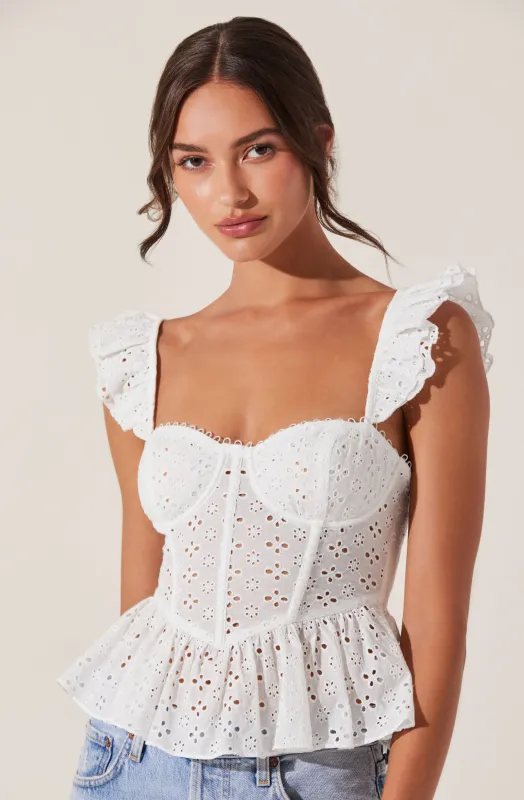 Baylin Eyelet Peplum Corset Top sold by Astr