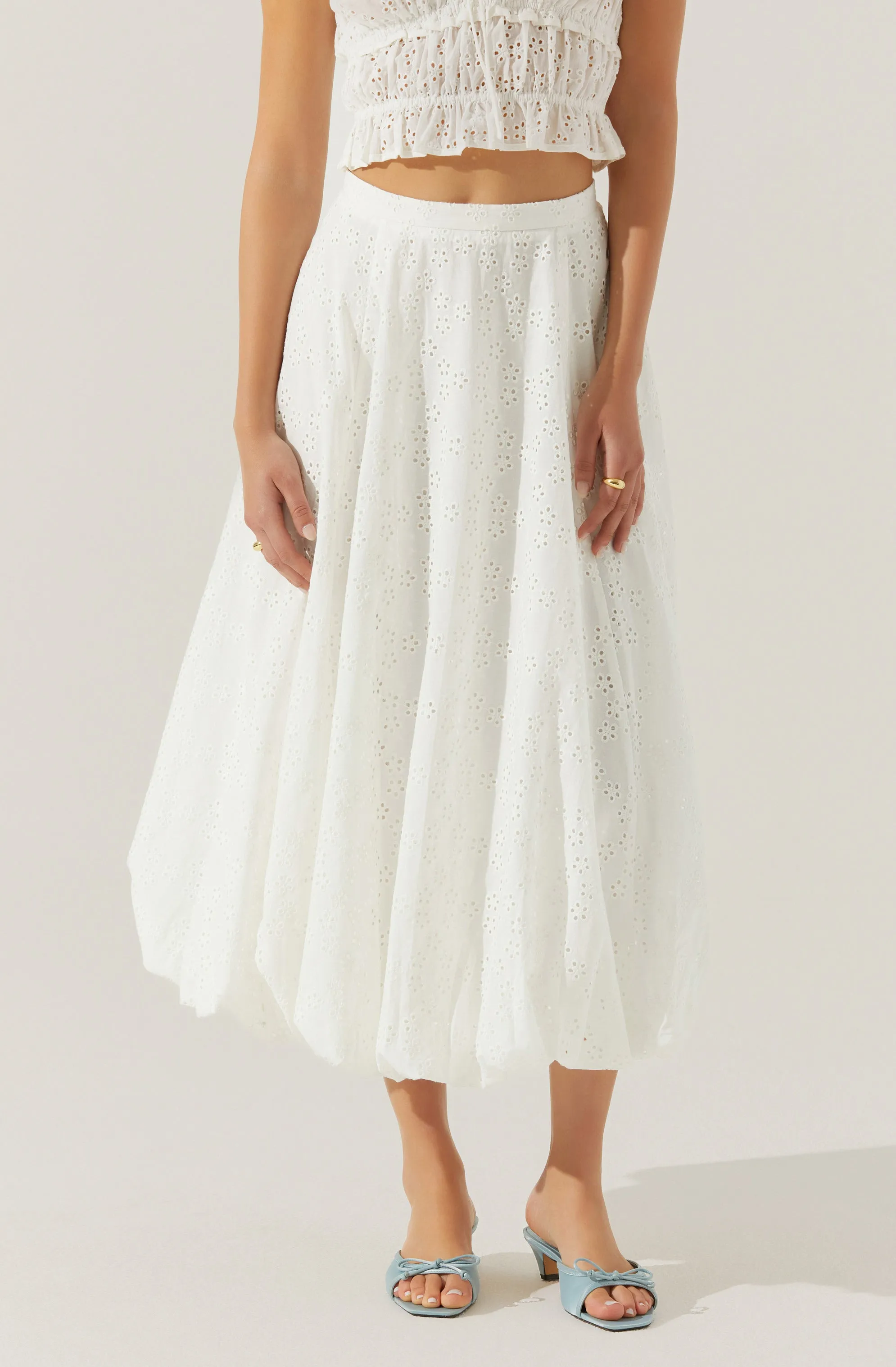 Kissel Eyelet Bubble Maxi Skirt sold by Astr