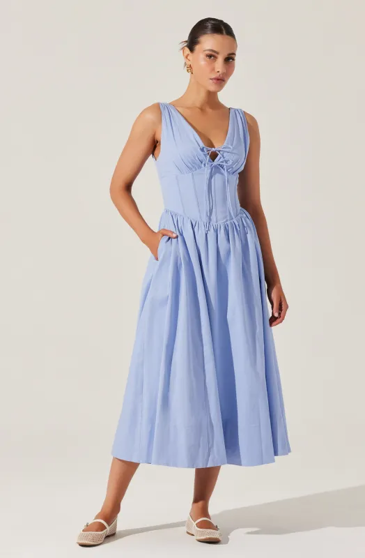 Maili Corset Poplin Midi Dress sold by Astr