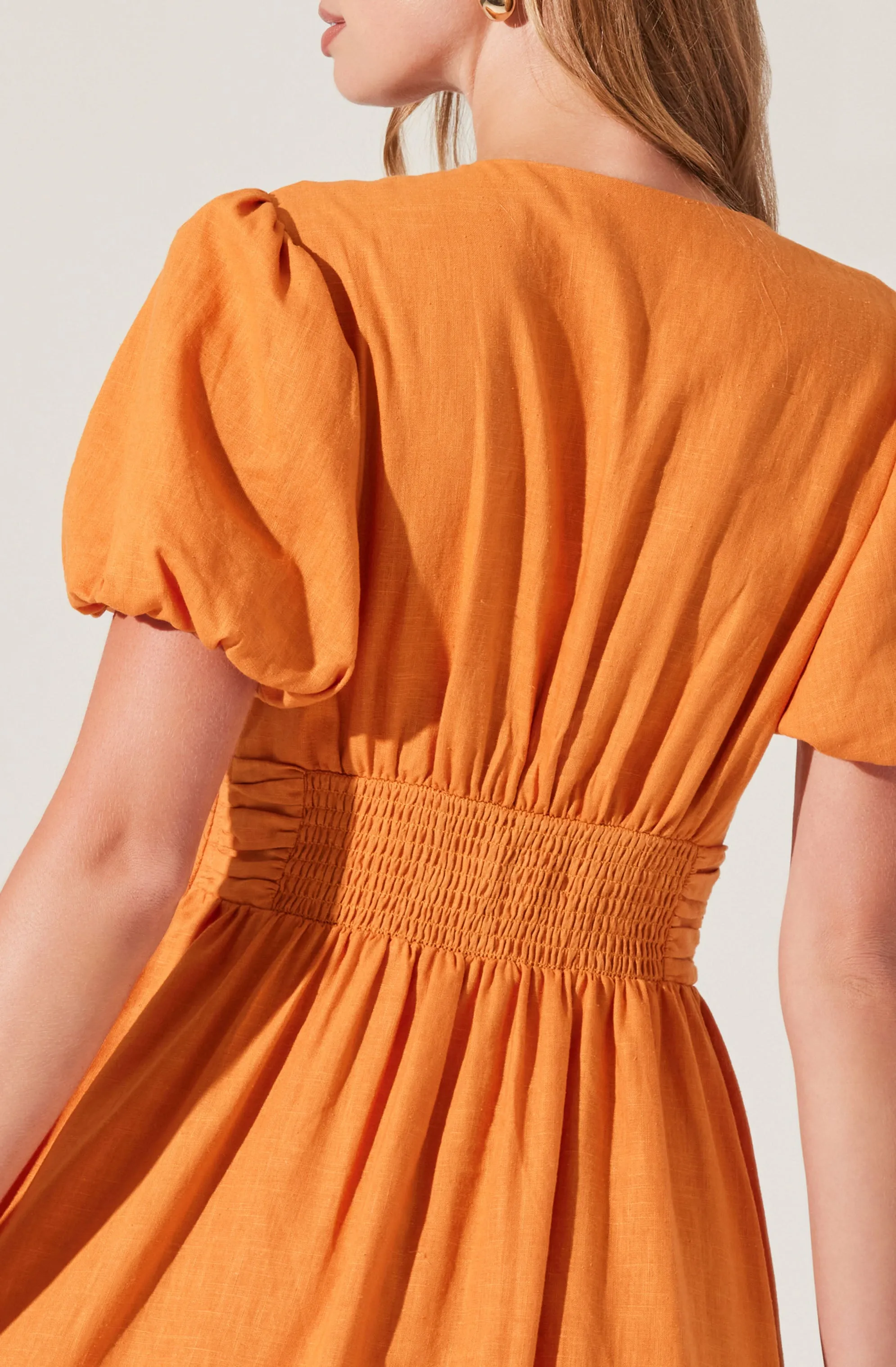 Citrine Linen Bow Front Midi Dress sold by Astr product image thumbnail 3