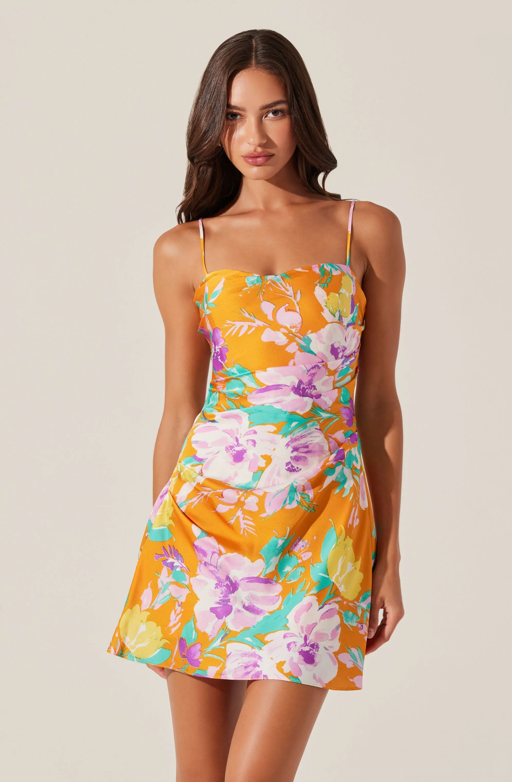 Cerinthe Satin Floral Mini Dress sold by Astr product image thumbnail 4