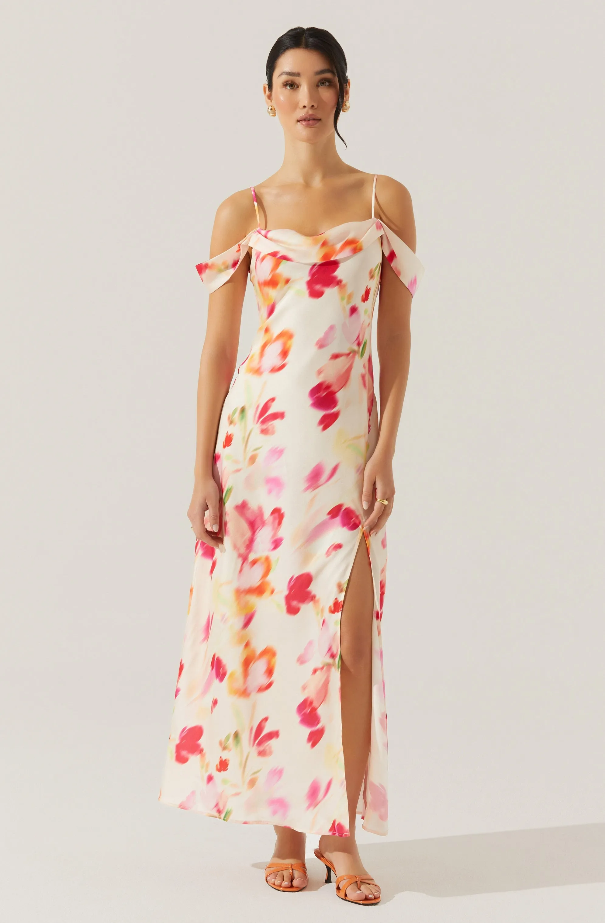 Kitura Cold Shoulder Floral Maxi Dress sold by Astr