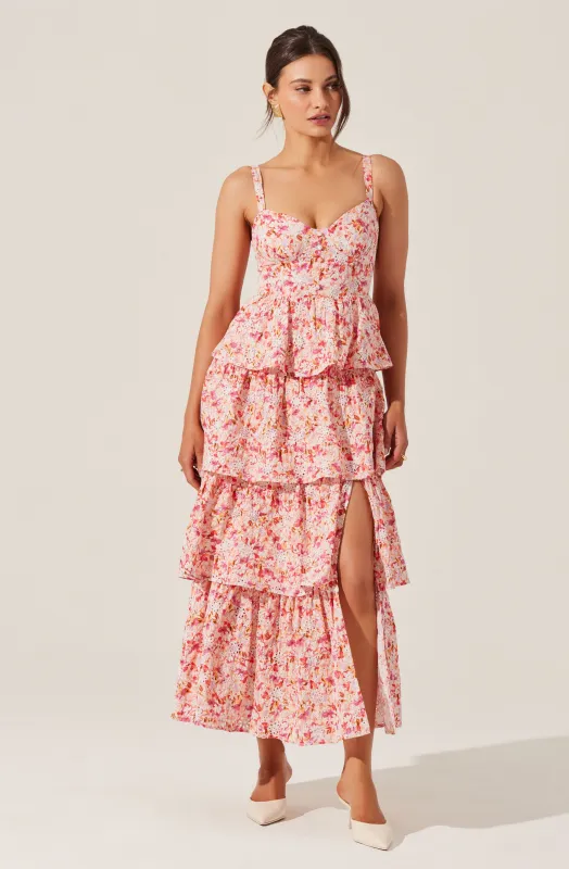 Midsummer Floral Eyelet Tiered Dress sold by Astr