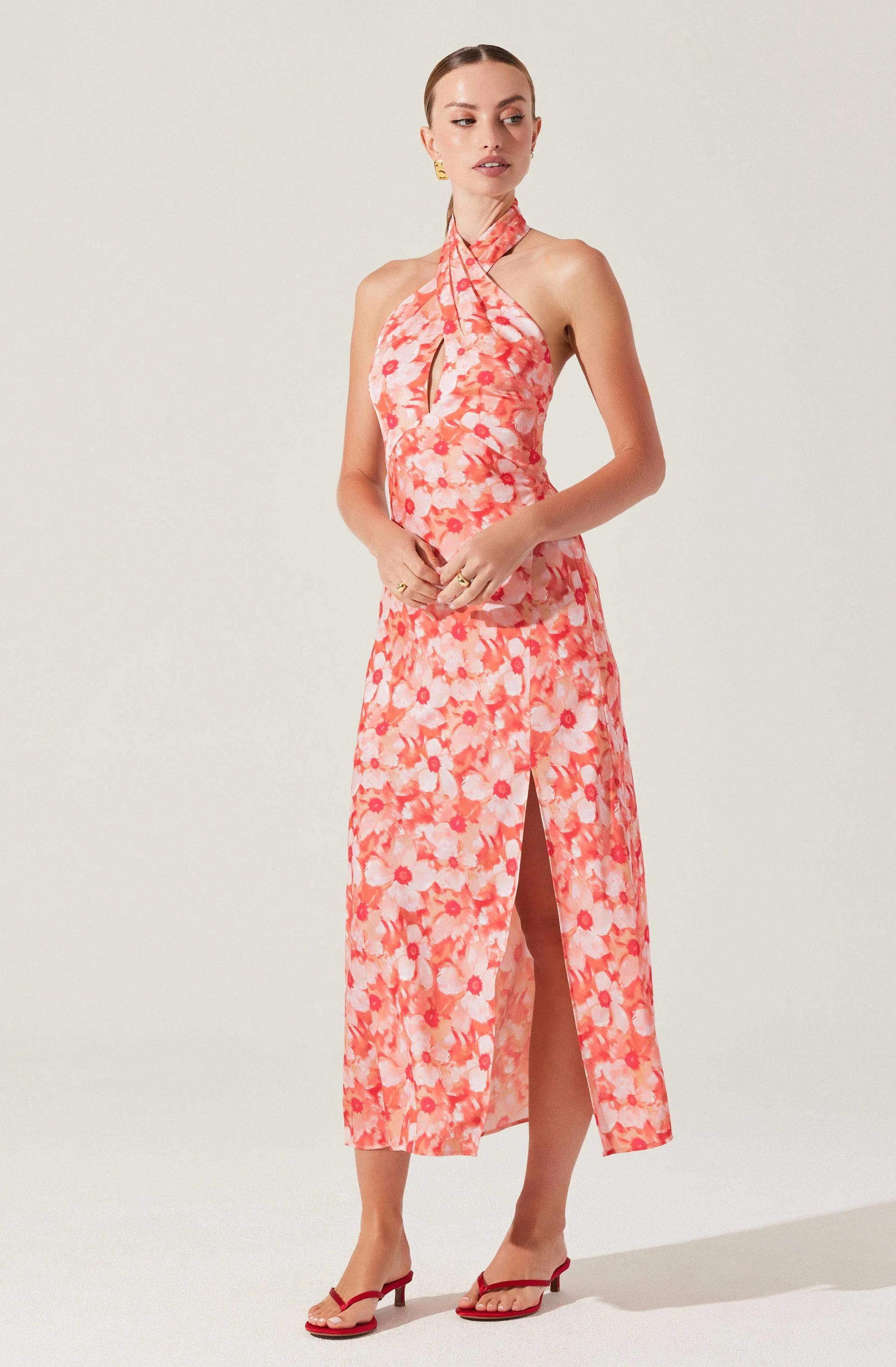 Marissa Floral Halter Neck Dress sold by Astr