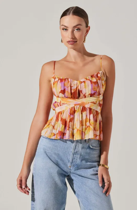 Katie Pleated Floral Top sold by Astr