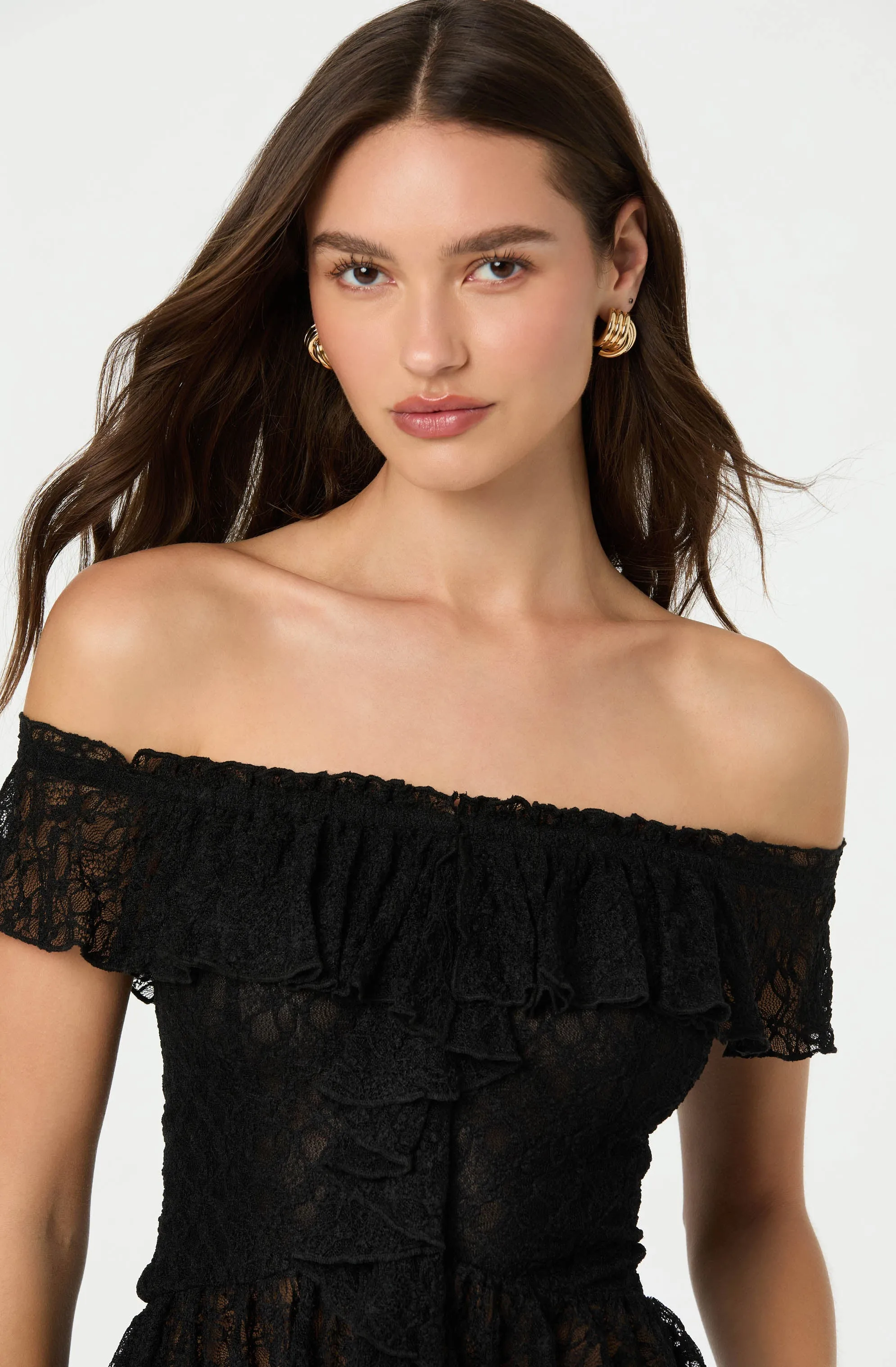 Lace Off Shoulder Ruffle Top sold by Astr product image thumbnail 3