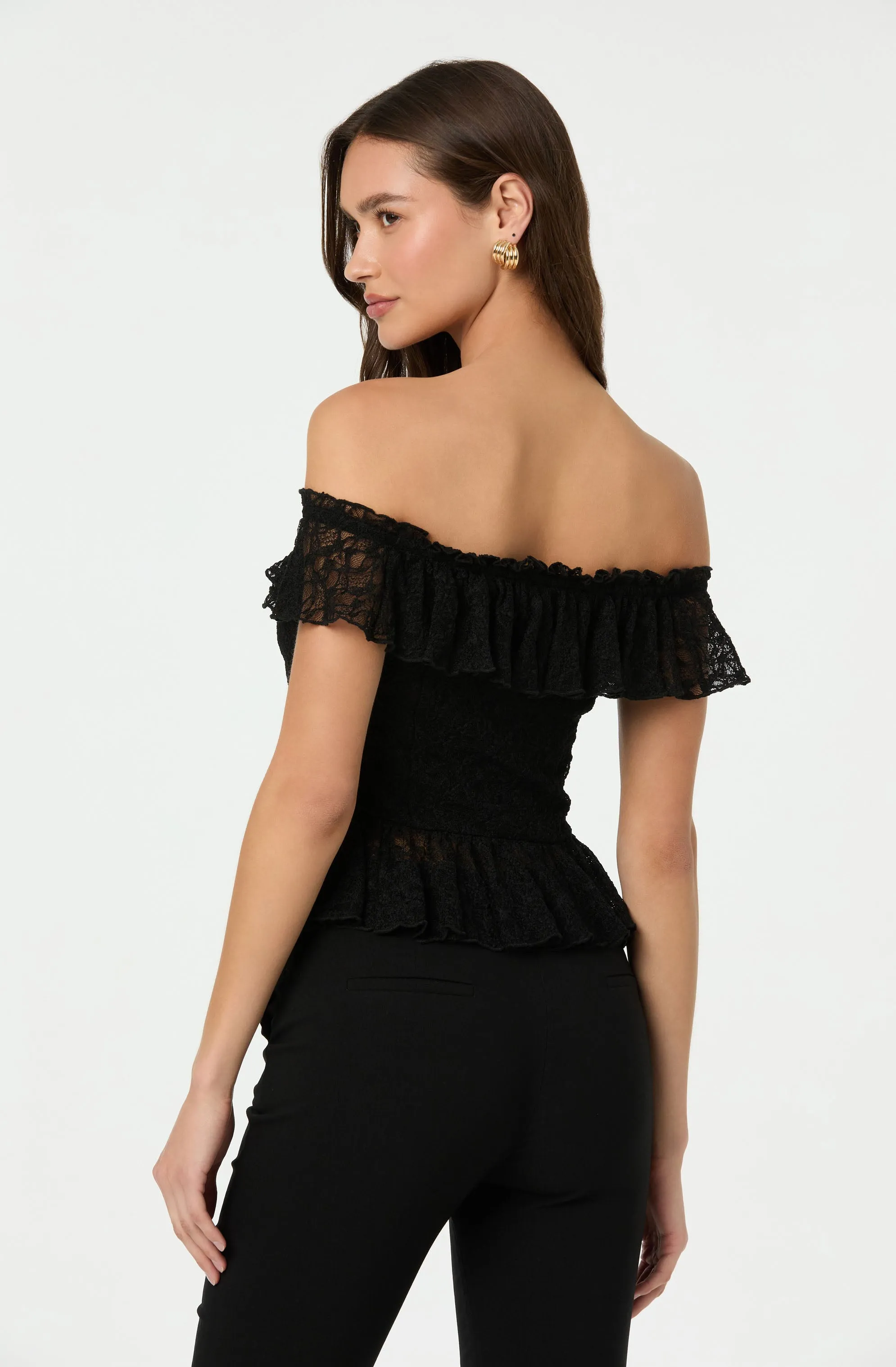 Lace Off Shoulder Ruffle Top sold by Astr product image thumbnail 4