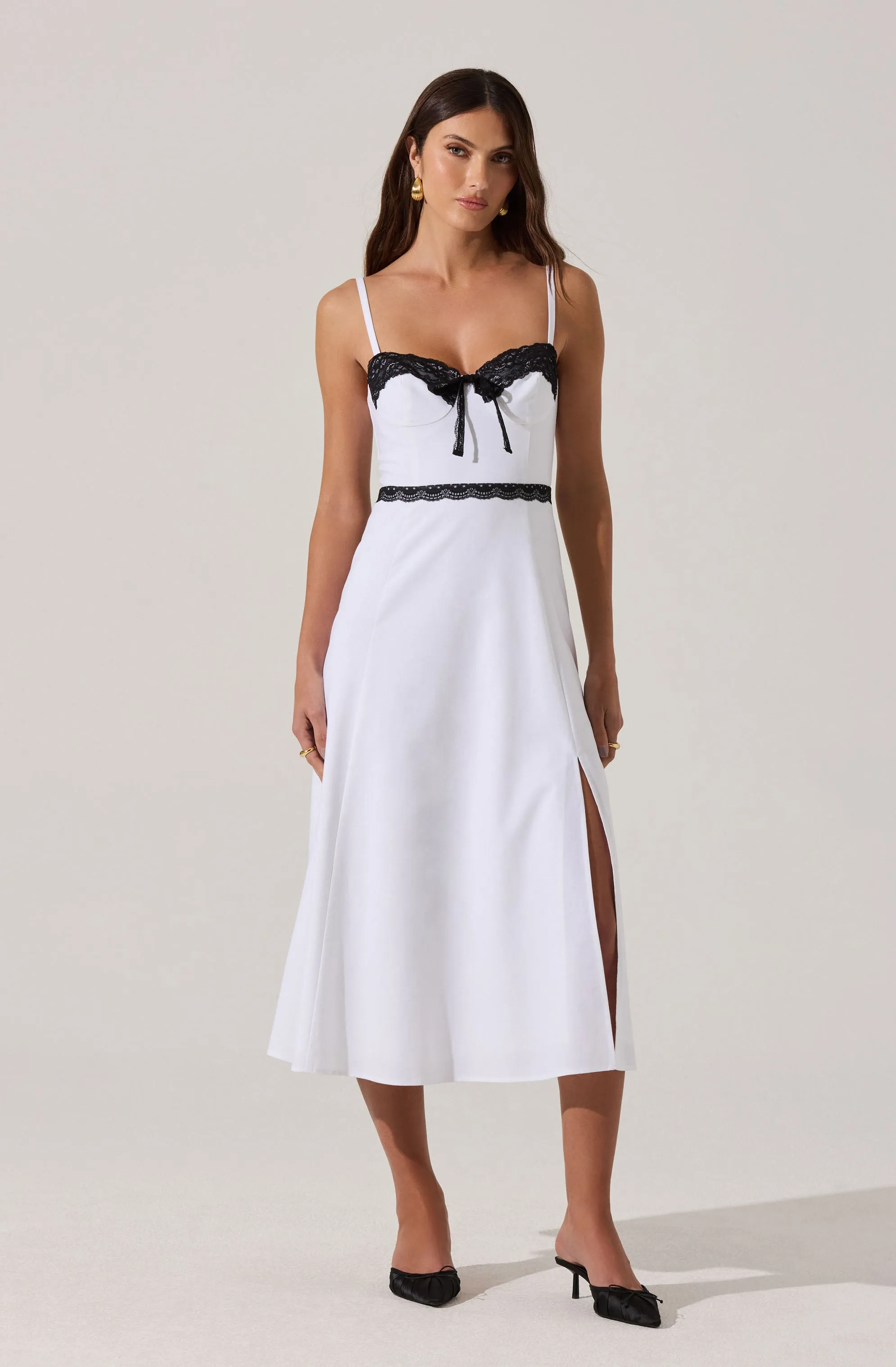 Contrast Lace Bustier Midi Dress sold by Astr