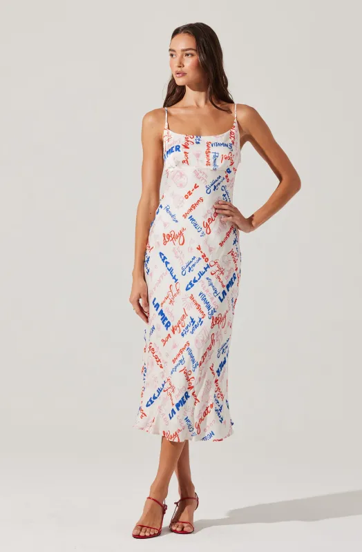 Joan Satin Midi Dress sold by Astr