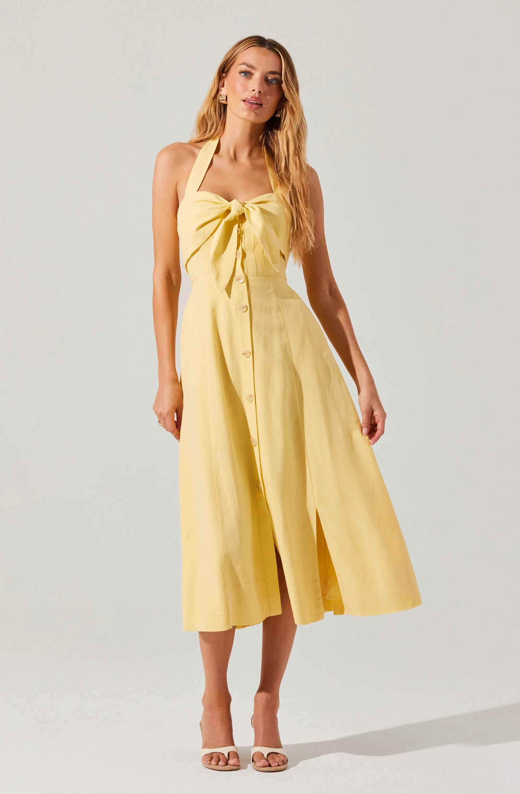 Katherine Linen-Blend Halter Midi Dress sold by Astr product image thumbnail 2